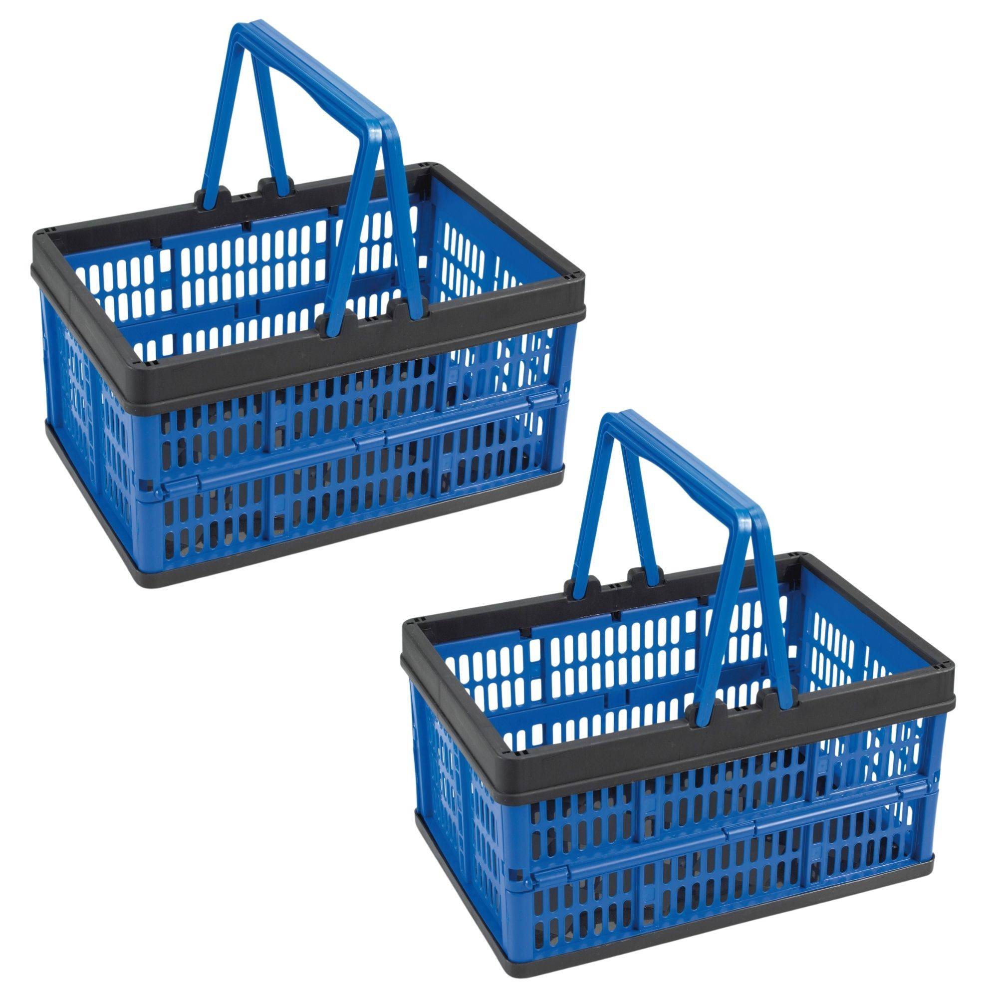 Novaliv Klappbox Blau 2er Set - 16L Faltkorb mit Henkeln - Vielseitiger Einkaufskorb - Praktische Aufbewahrungsbox