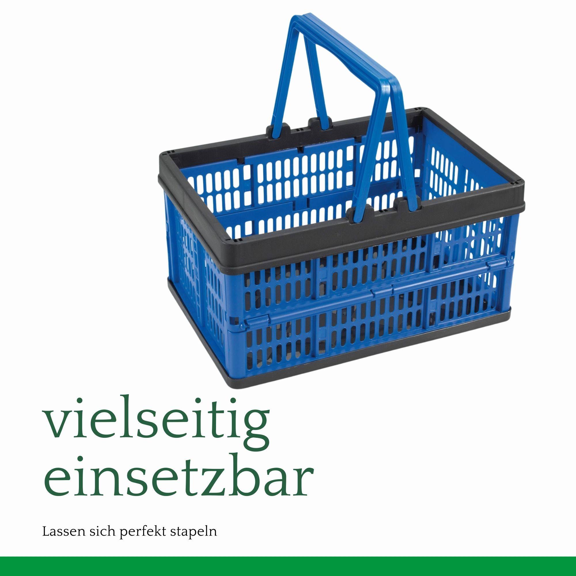 Novaliv Klappbox Blau 10er Set - 16L Faltkorb mit Henkeln - Vielseitiger Einkaufskorb - Praktische Aufbewahrungsbox