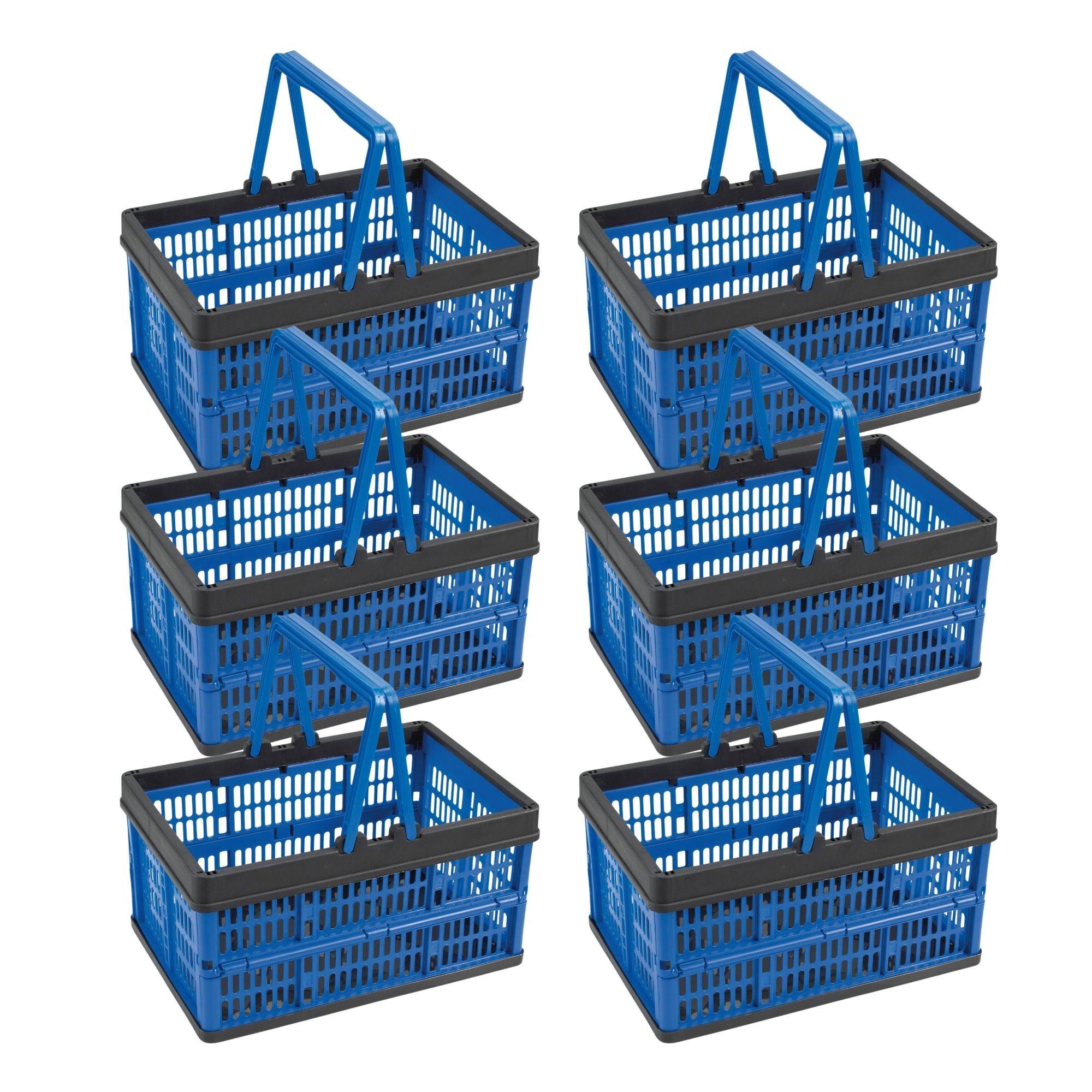 Novaliv Klappbox Blau 6er Set - 16L Faltkorb mit Henkeln - Vielseitiger Einkaufskorb - Praktische Aufbewahrungsbox