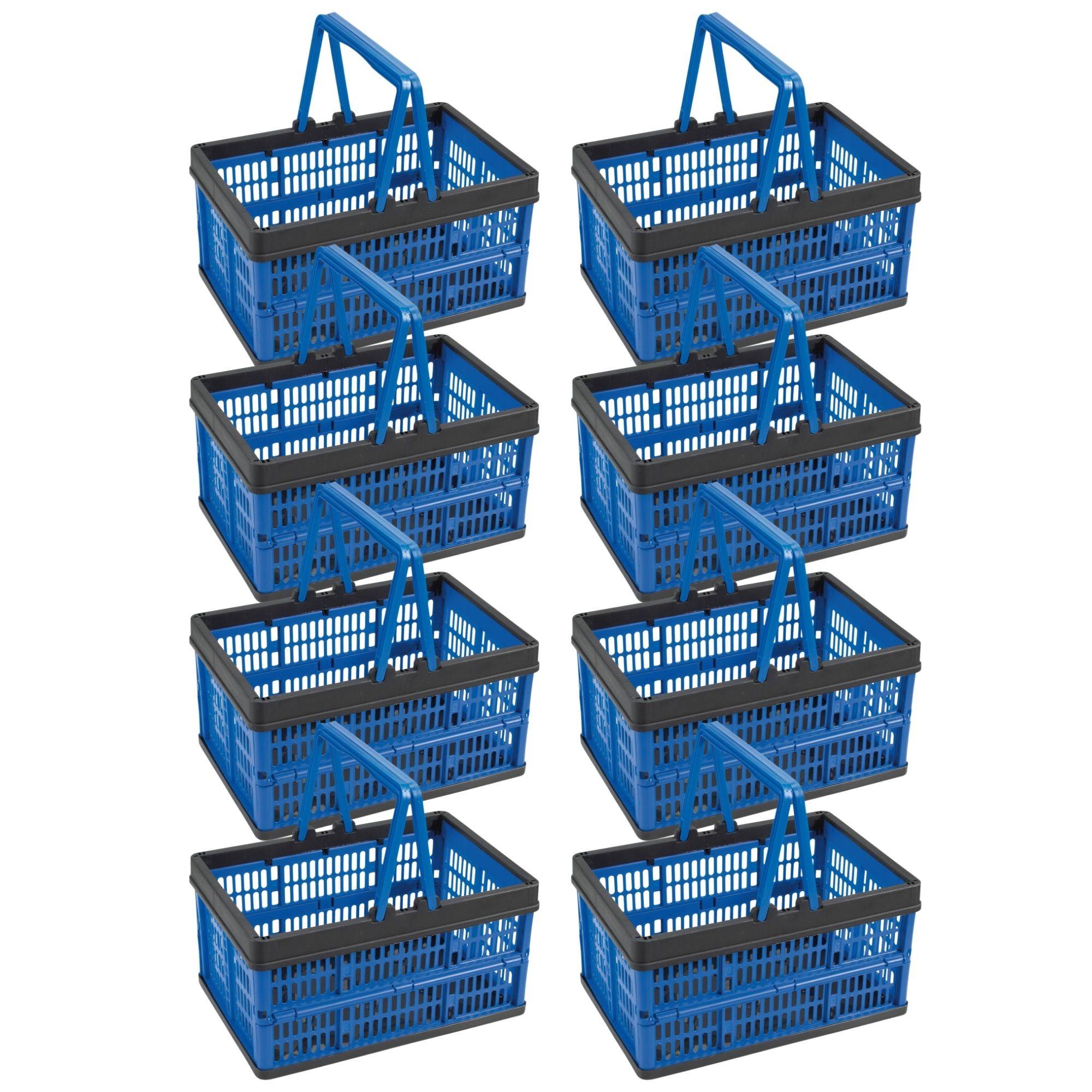 Novaliv Klappbox Blau 8er Set - 16L Faltkorb mit Henkeln - Vielseitiger Einkaufskorb - Praktische Aufbewahrungsbox