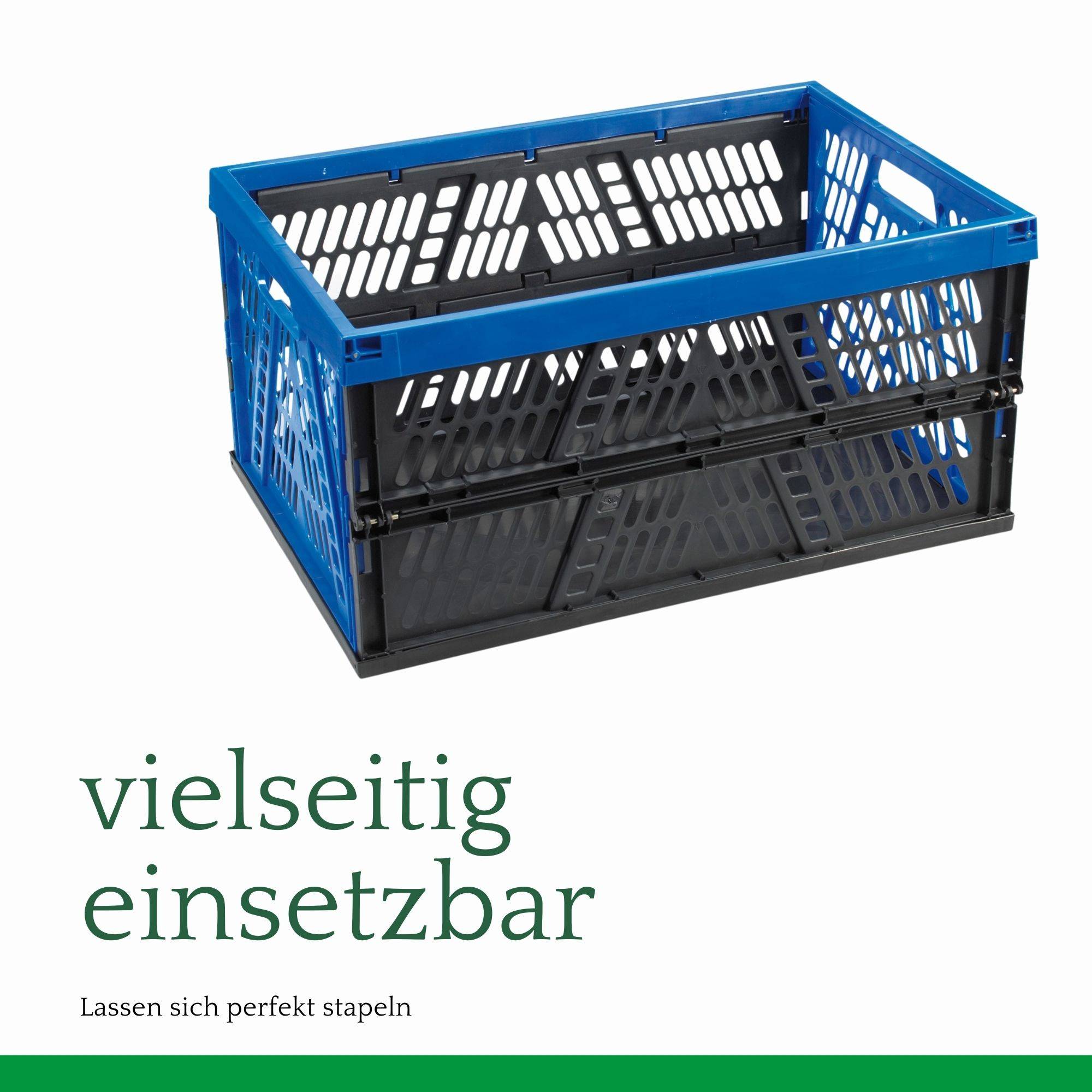 Novaliv Klappbox 45l Blau - Faltbare Korbbox mit praktischen Tragegriffen - Vielseitige Aufbewahrungsbox