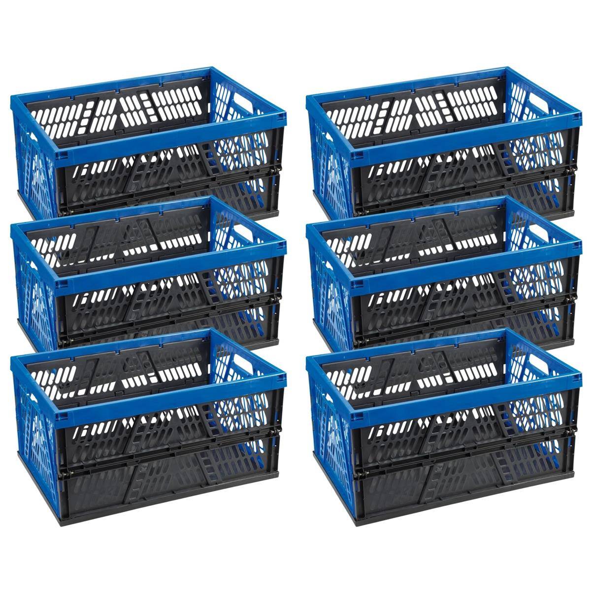 Novaliv Klappbox 45l Blau 6er Set - Faltbare Korbbox mit praktischen Tragegriffen - Vielseitige Aufbewahrungsbox