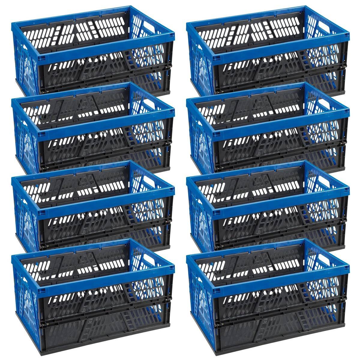 Novaliv Klappbox 45l Blau 8er Set - Faltbare Korbbox mit praktischen Tragegriffen - Vielseitige Aufbewahrungsbox