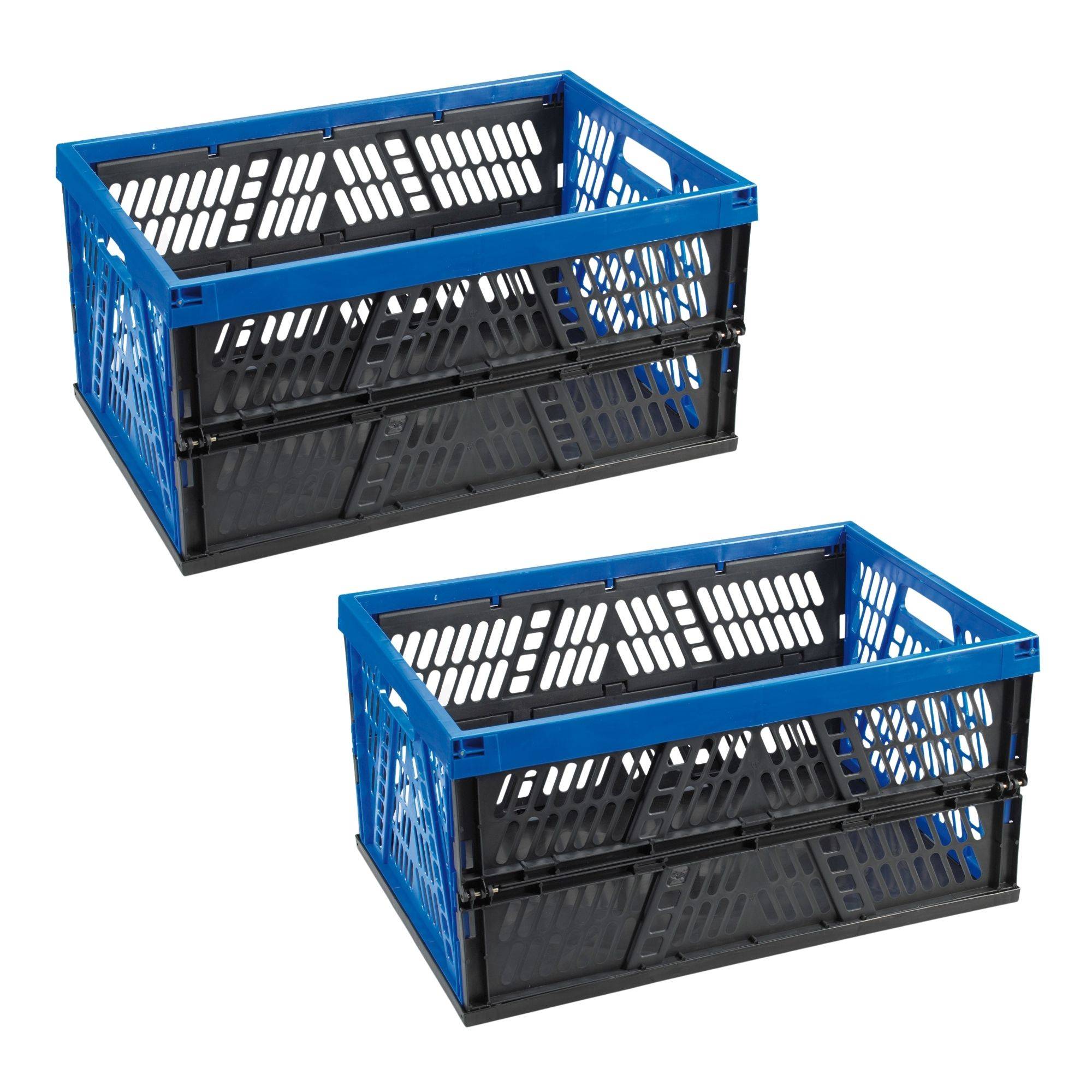 Novaliv Klappbox 45l Blau 2er Set - Faltbare Korbbox mit praktischen Tragegriffen - Vielseitige Aufbewahrungsbox