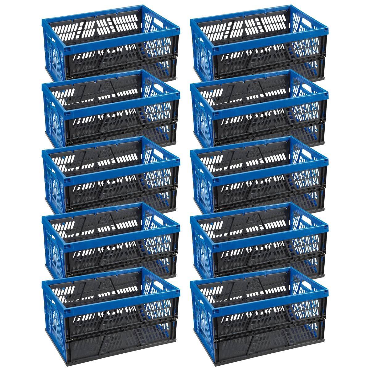 Novaliv Klappbox 45l Blau 10er Set - Faltbare Korbbox mit praktischen Tragegriffen - Vielseitige Aufbewahrungsbox