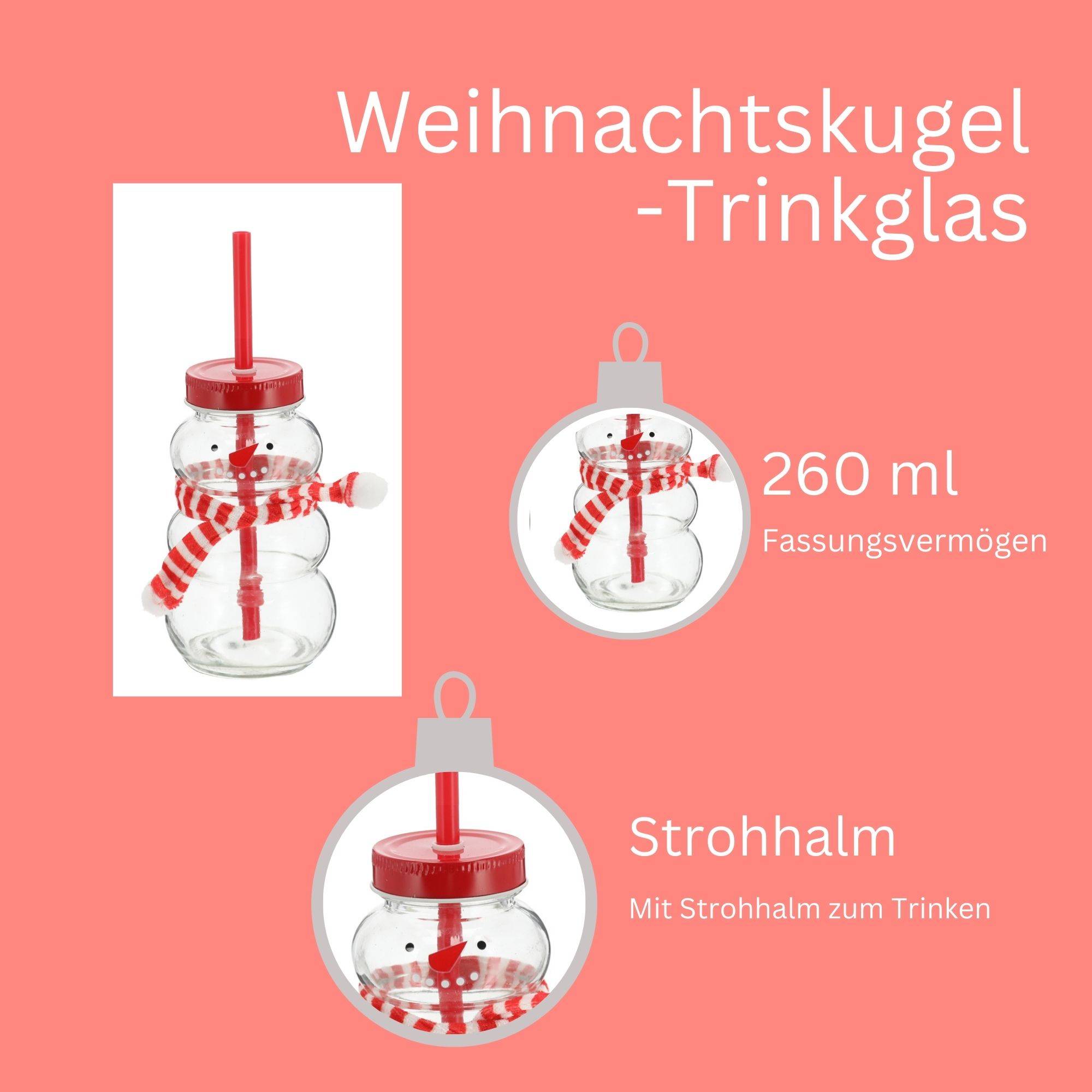 Novaliv 2x Tassen Glühwein 260 ml Personalisierte Weihnachtstasse mit Trinkhalm - Schneemann als Glühweinbecher - Weihnachts Motiv Tasse mit Deckel