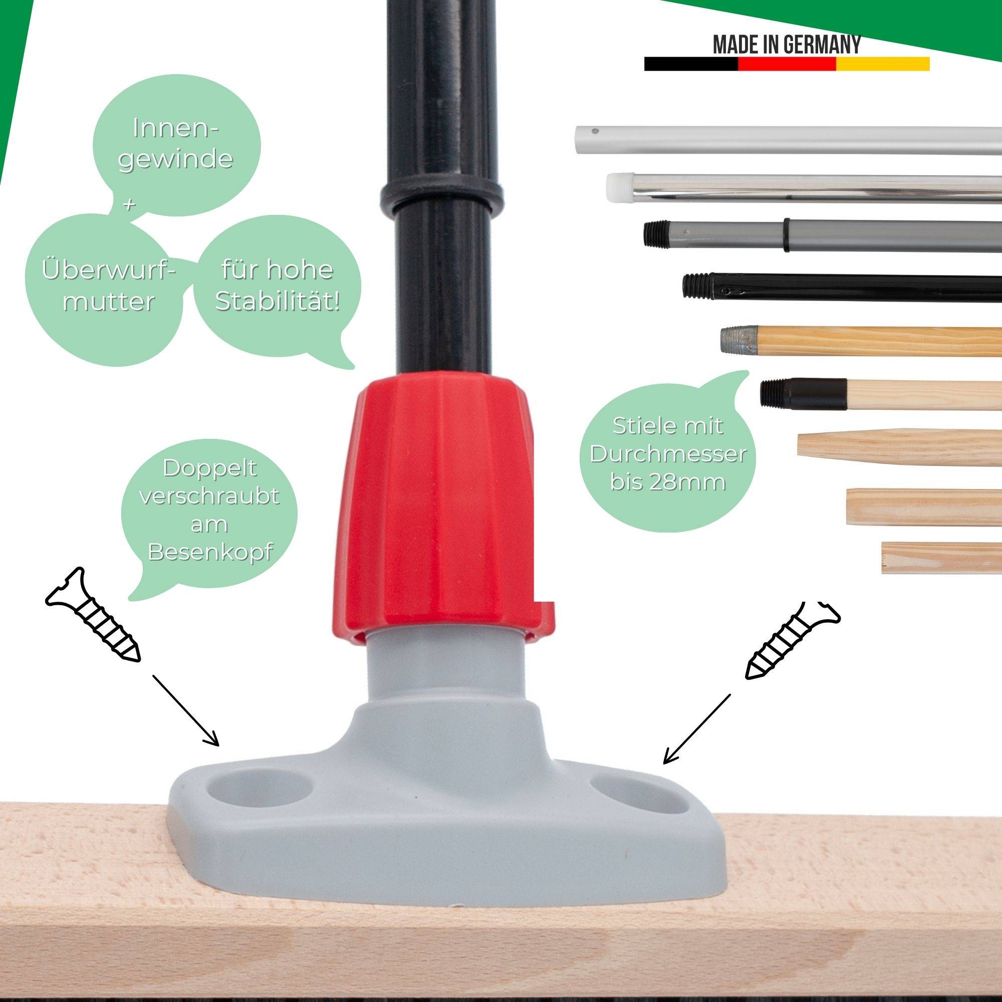 Novaliv Robuster Drahtbesen mit Stiel – Stahlbesen mit Holzstiel, Effiziente Moosentfernung, Drahtbürste, für Pflastersteine & Garten, Stahldrahtb