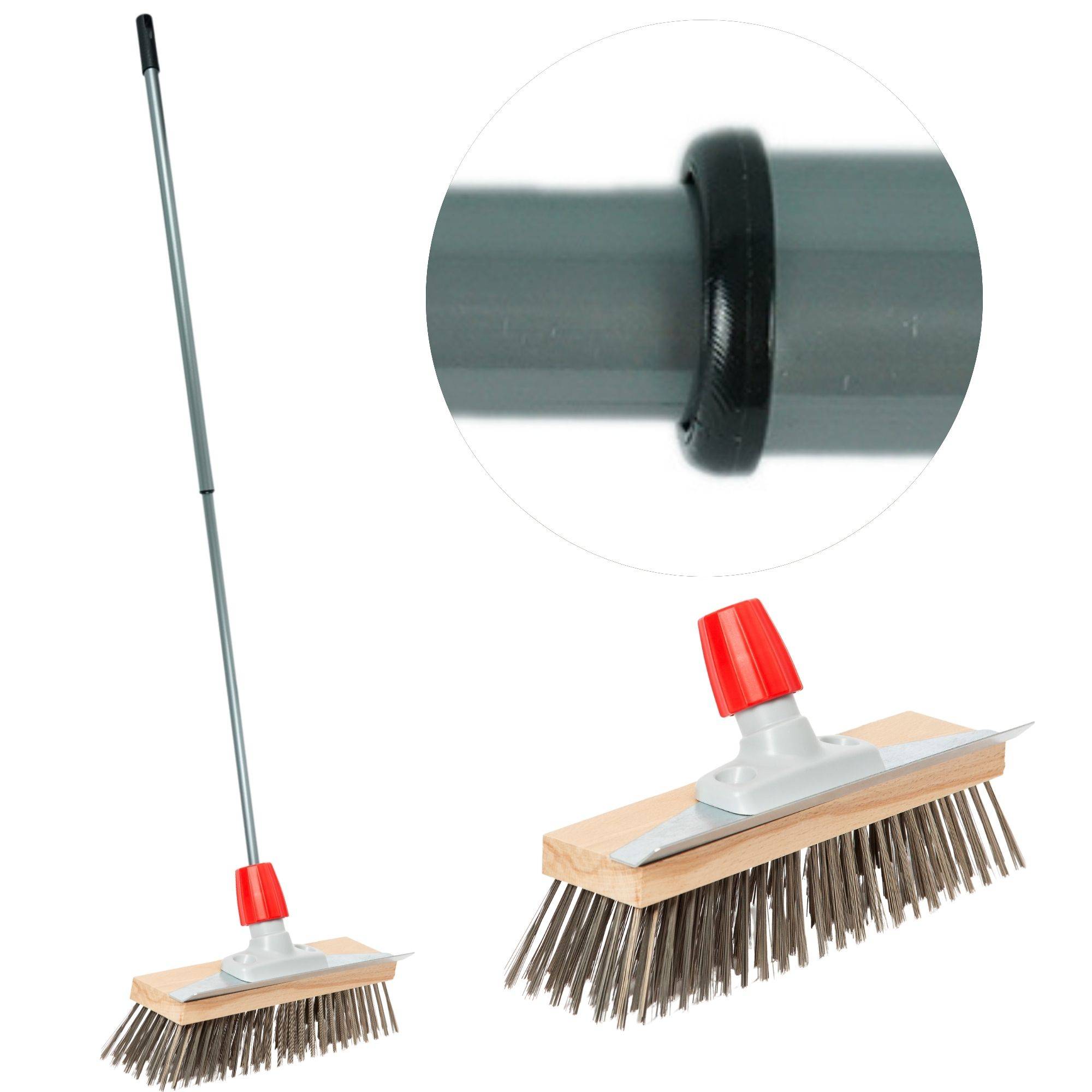 Novaliv Robuster Drahtbesen mit Stiel – Stahlbesen mit Teleskopstiel, Effiziente Moosentfernung, Drahtbürste, für Pflastersteine & Garten, Stahldr