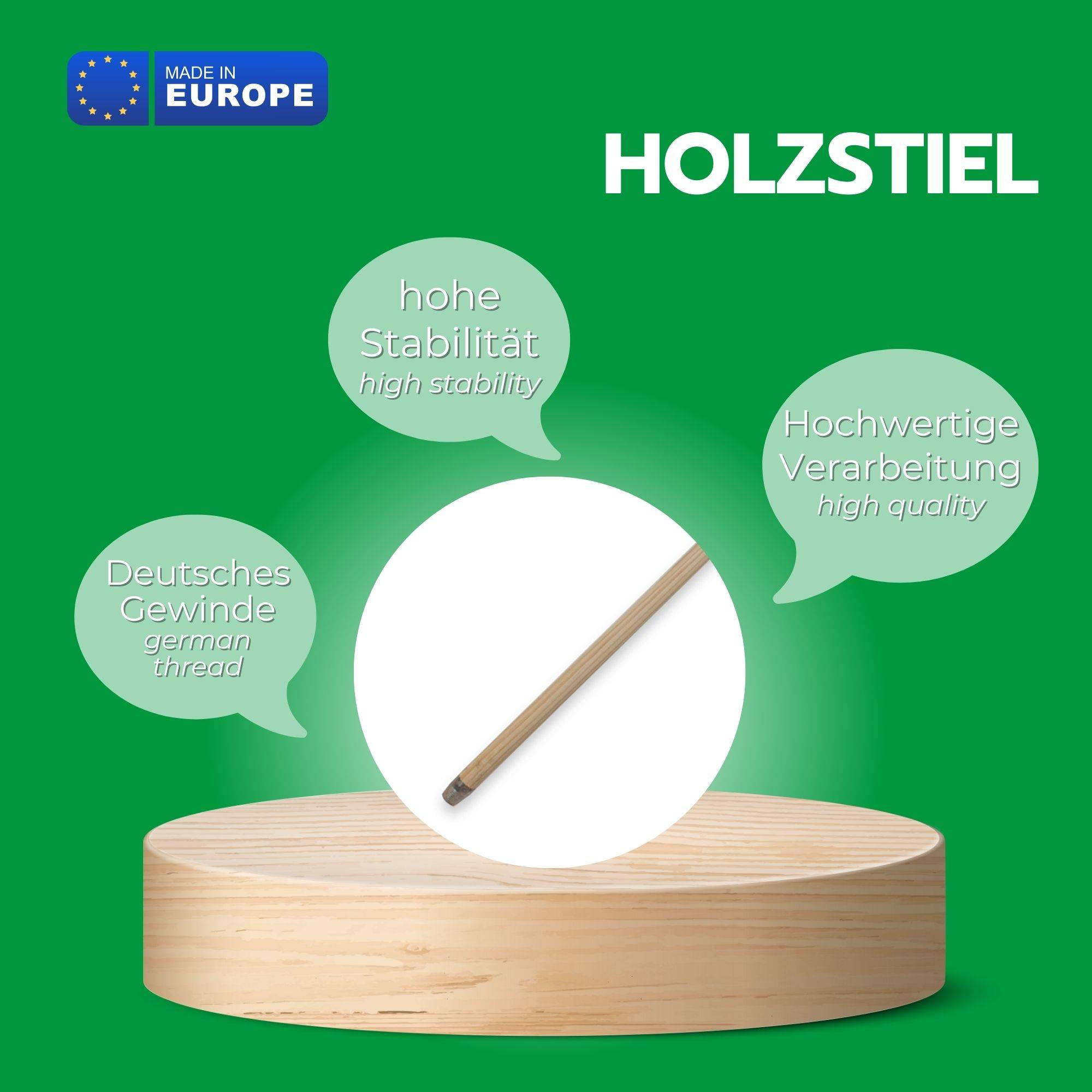 Novaliv 2x Robuster Drahtbürste mit Stiel – Stahlbesen mit Holzstiel, Effiziente Moosentfernung, Straßenbesen, für Pflastersteine & Garten, Stahl