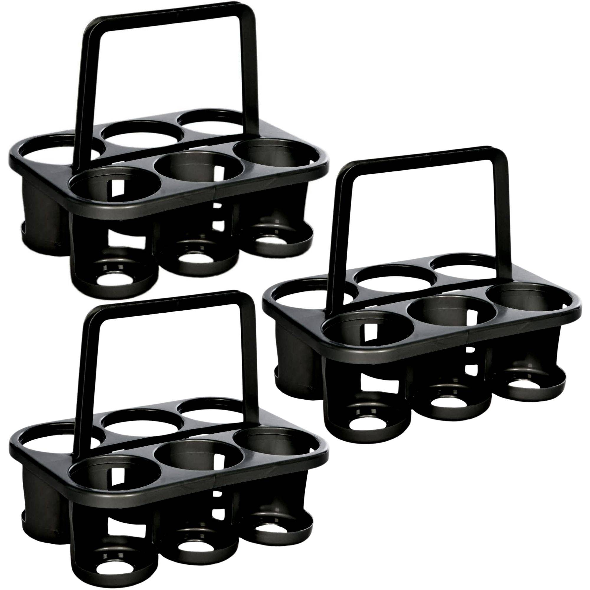 Novaliv 3x Flaschenträger für 18 Flaschen - Stabiler Halt - Getränkekorb Kunststoff, Stapelbar, 32x23x28cm Anthrazit - Ideal für Küche & Keller G