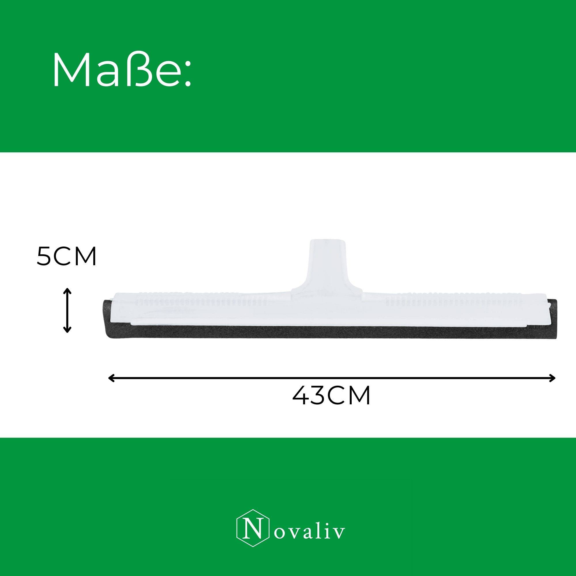 Novaliv 2x Wasserabzieher Boden mit Schraub- Steckstiel Kunststoff 43cm Wasserschieber Dusche Bodenabzieher Gummiabzieher Auto Fenster Pool