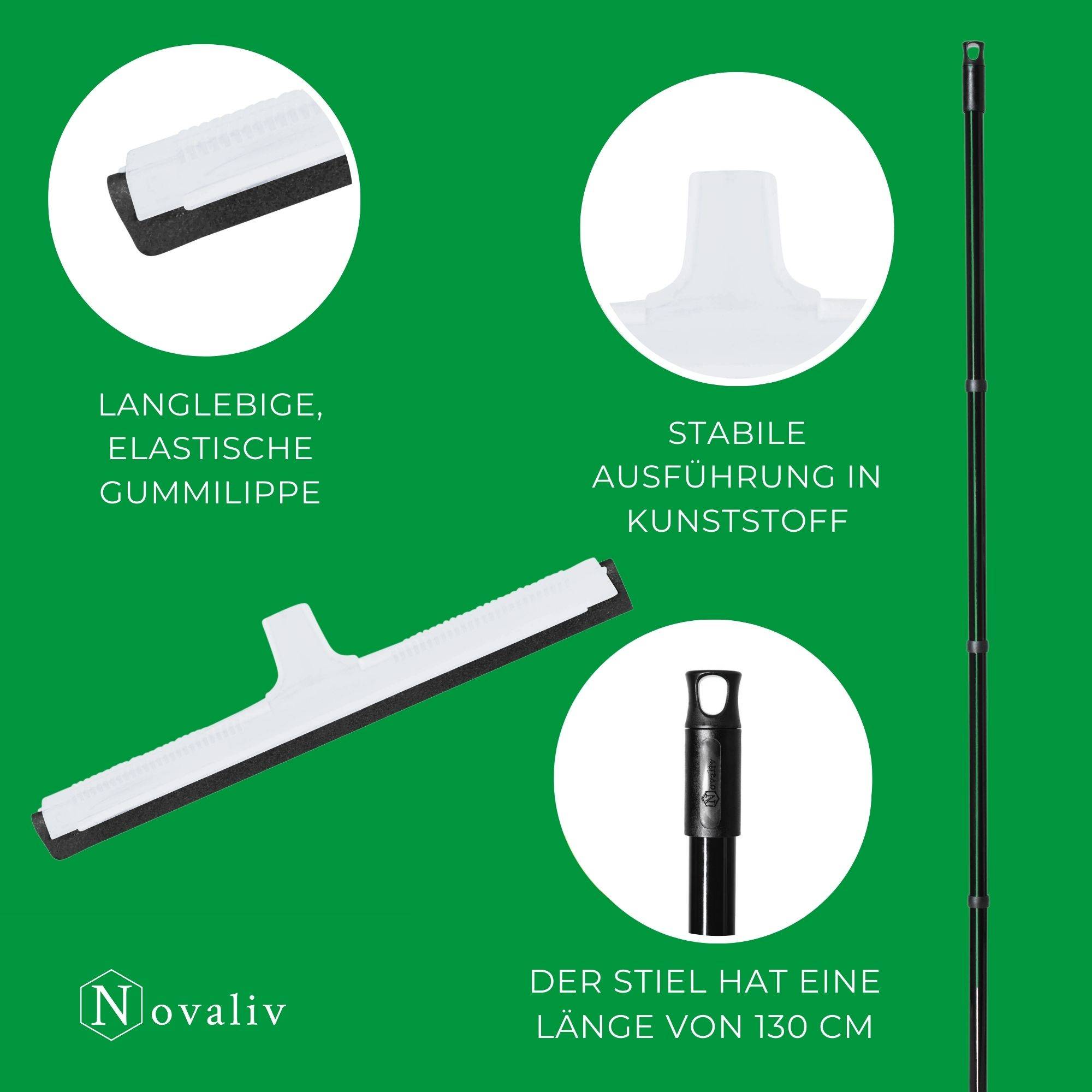 Novaliv 3x Badabzieher mit Schraub- Steckstiel Dusche Kunststoff 43cm Badabzieher Dusche Fliesen Wasser Abzieher Schieber für Boden Wasserabzieher