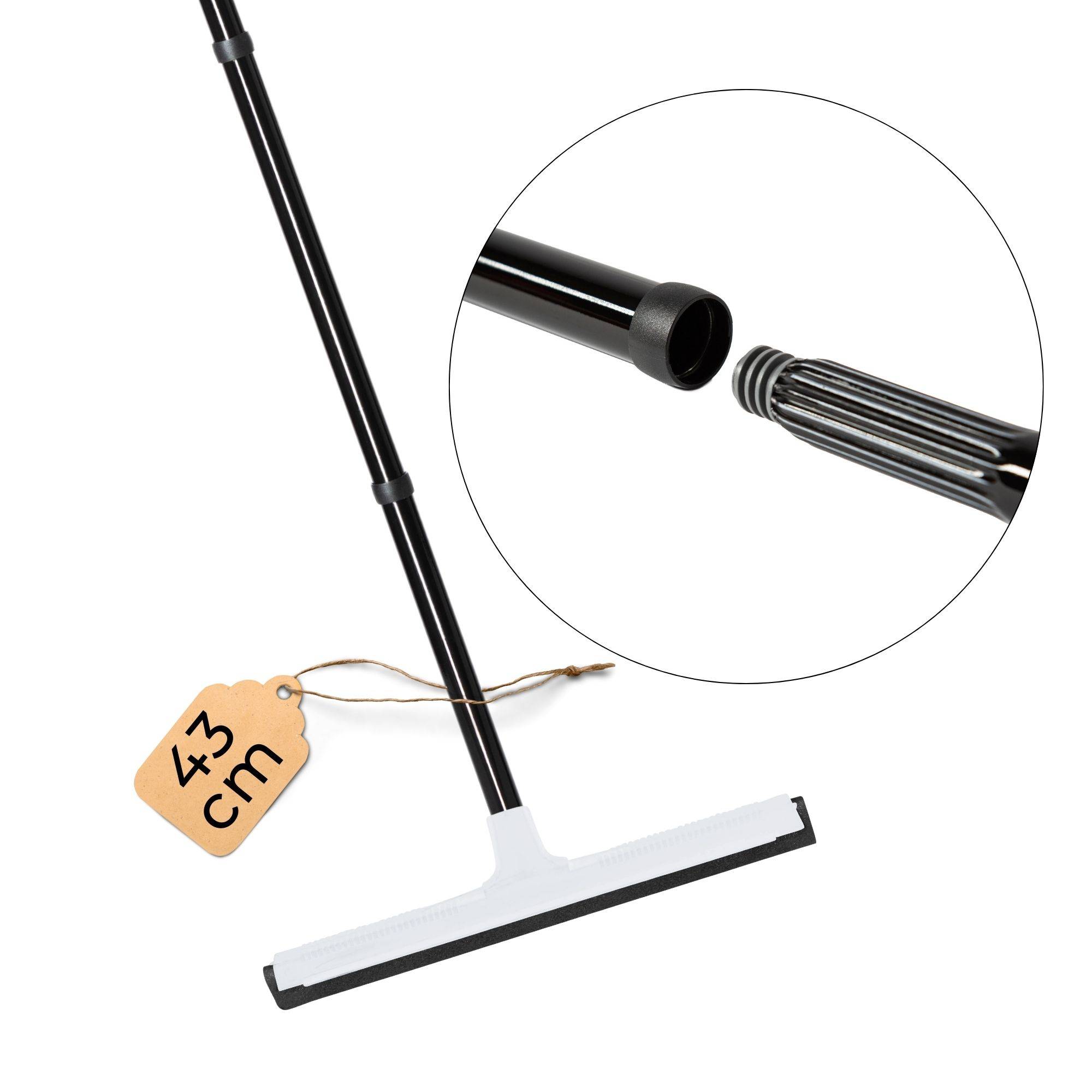 Novaliv Wasserschieber Bodenabzieher Kunststoff 43cm mit Stiel Schraub- Stecksystem Duschabzieher Abzieher Dusche Boden Abzieher Fenster Profi