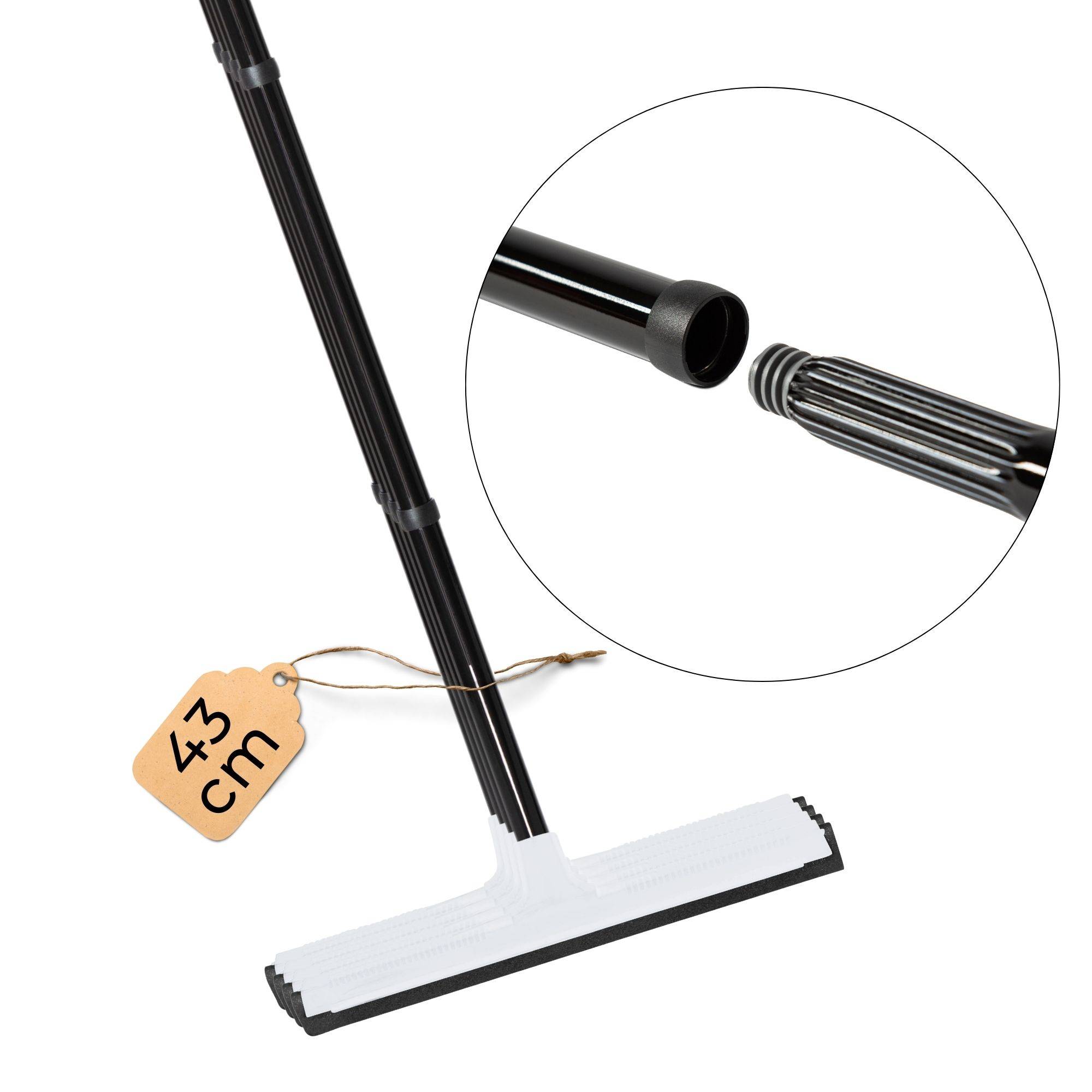 Novaliv 4x Duschabzieher langer Metallstiel Kunststoff 43cm Bodenabzieher Dusche Terasse groß Fensterreiniger Wasserschieber Boden Pool Badabzieher