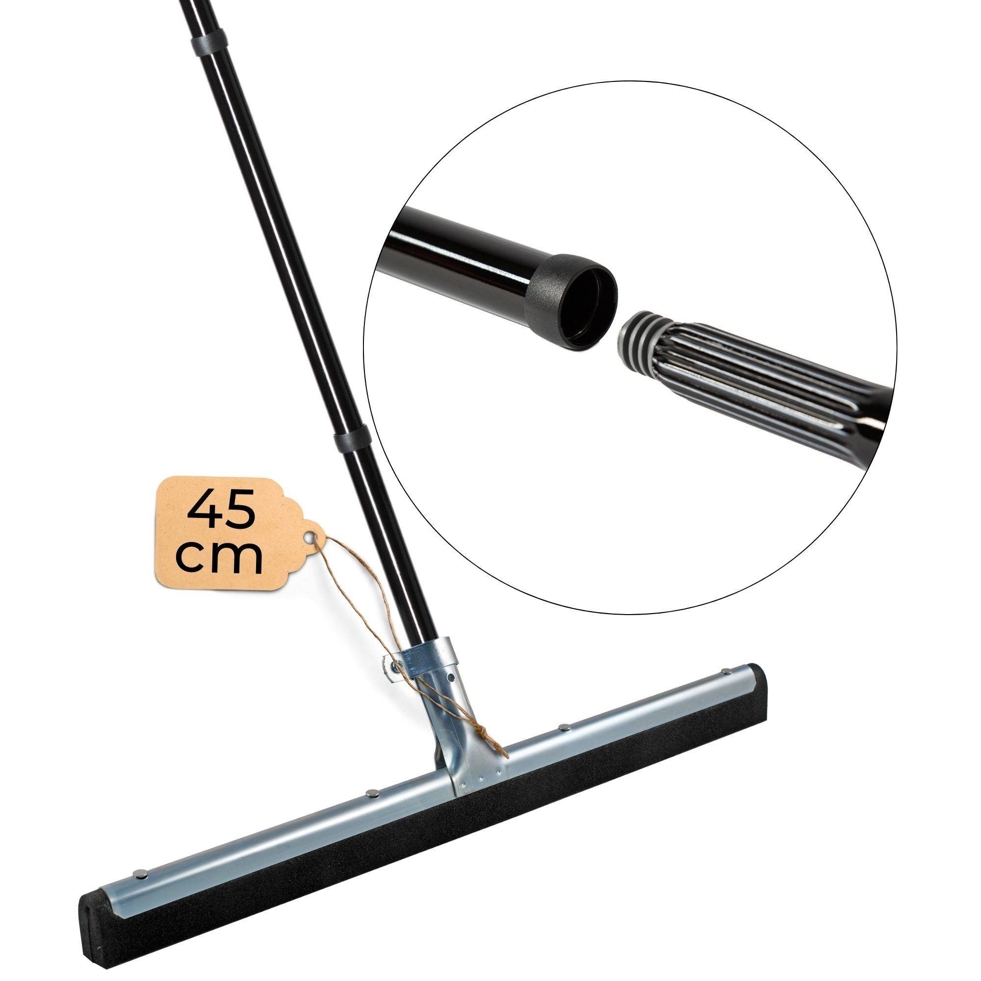 Novaliv Wasserschieber Bodenabzieher 45cm mit Stiel 137 cm Duschabzieher Abzieher Dusche Boden Abzieher Fenster Profi Wasser Abzieher Schieber für