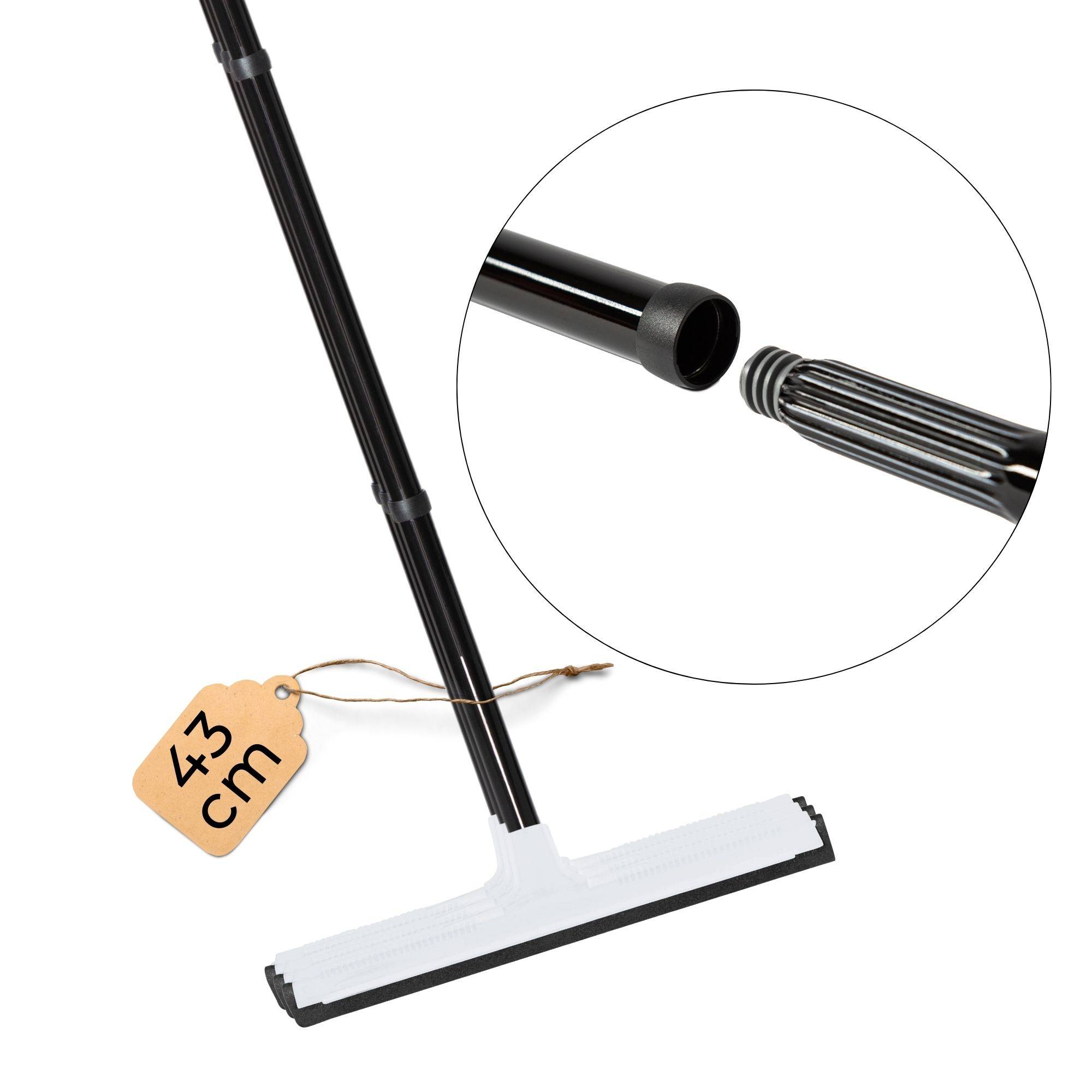 Novaliv 3x Badabzieher mit Schraub- Steckstiel Dusche Kunststoff 43cm Badabzieher Dusche Fliesen Wasser Abzieher Schieber für Boden Wasserabzieher