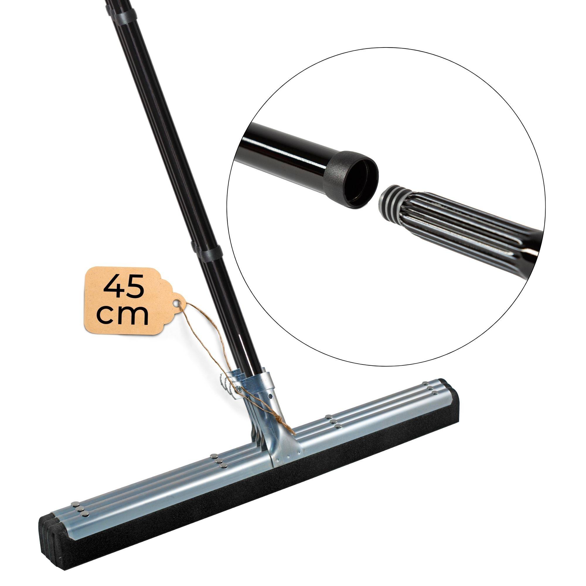 Novaliv 3x Badabzieher mit Stiel 45 cm Dusche Metall Badabzieher Dusche Metall XXL breit Fliesen Wasser Abzieher Schieber für Boden Wasserabzieher