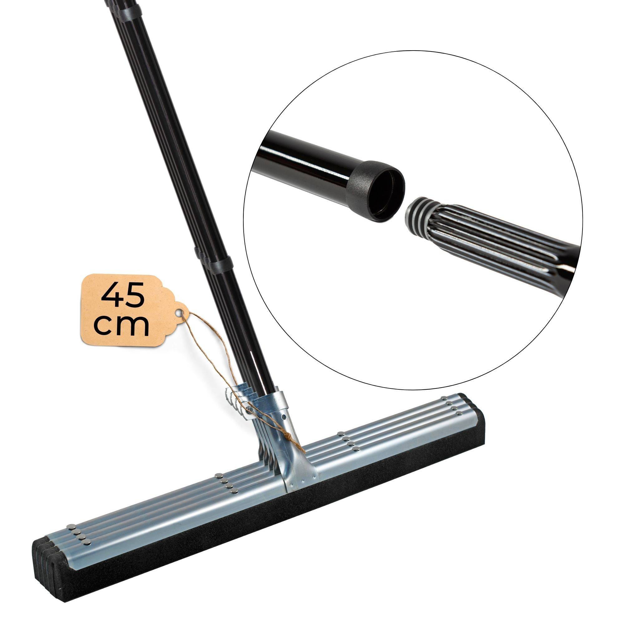 Novaliv 4x Duschabzieher langer Stiel 137 cm Bodenabzieher Dusche 45 cm Terasse groß Fensterreiniger Wasserschieber Metall Boden Pool Badabzieher