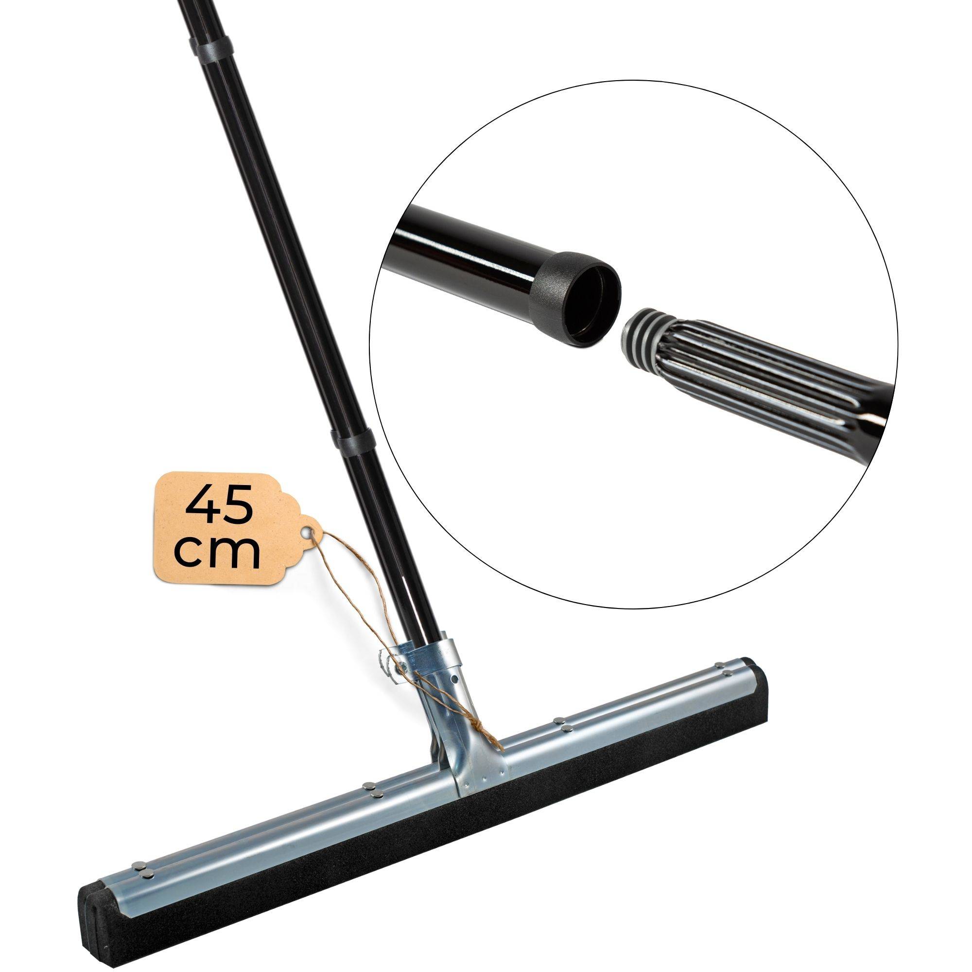 Novaliv 2x Wasserabzieher Boden mit Stiel 45 cm Wasserschieber Dusche Bodenabzieher Gummiabzieher Auto Fenster Pool Badabzieher Dusche Metall XXL