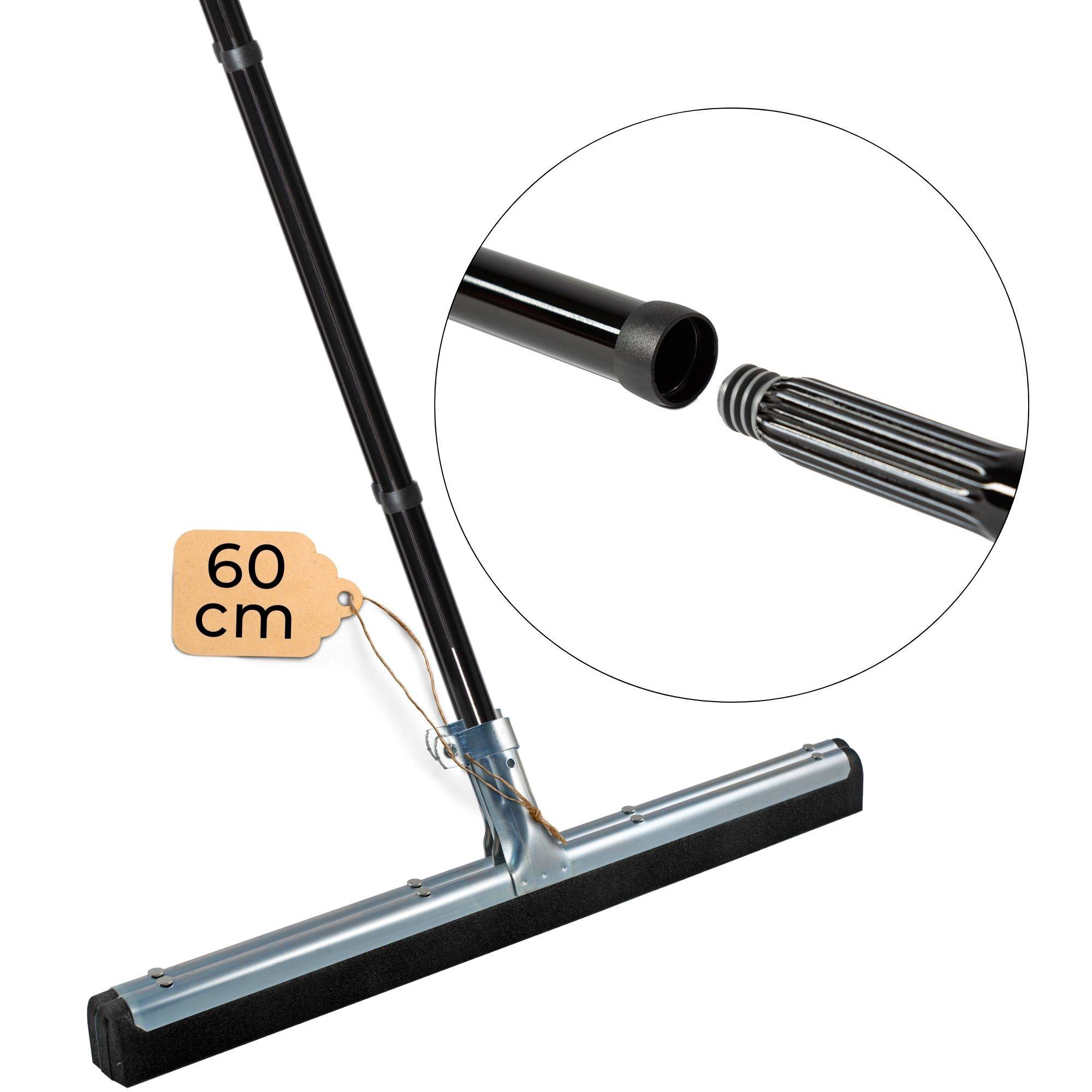 Novaliv 2x Wasserabzieher Boden mit Stiel 60 cm Wasserschieber Dusche Bodenabzieher Gummiabzieher Auto Fenster Pool Badabzieher Dusche Metall XXL