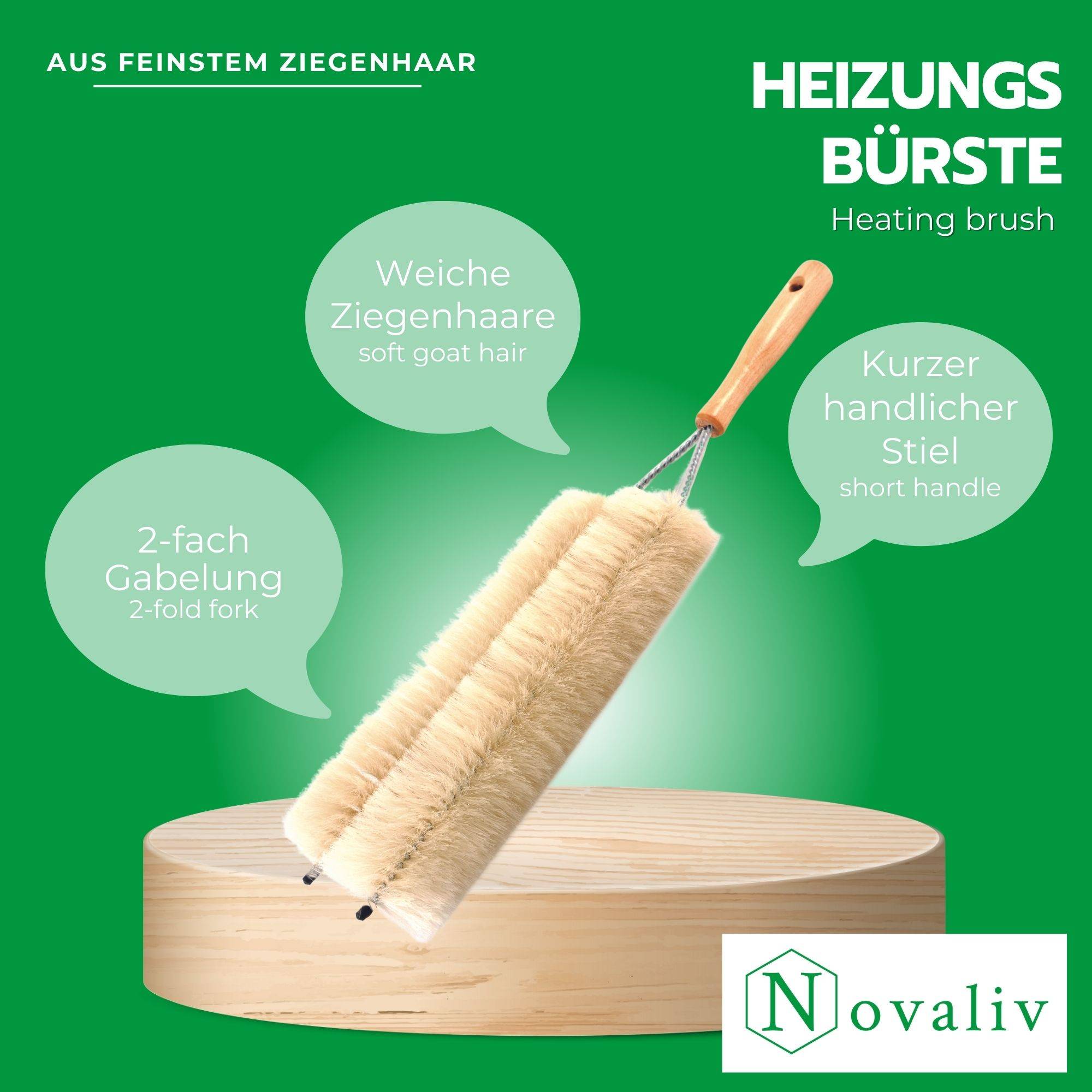 Novaliv Heizkörperbürste Rippenheizkörper Heizungsbürste Heizkörper Reinigungsbürste 47x14cm IDEAL als Heizung Reinigungsbürste Rippen 2-fach G