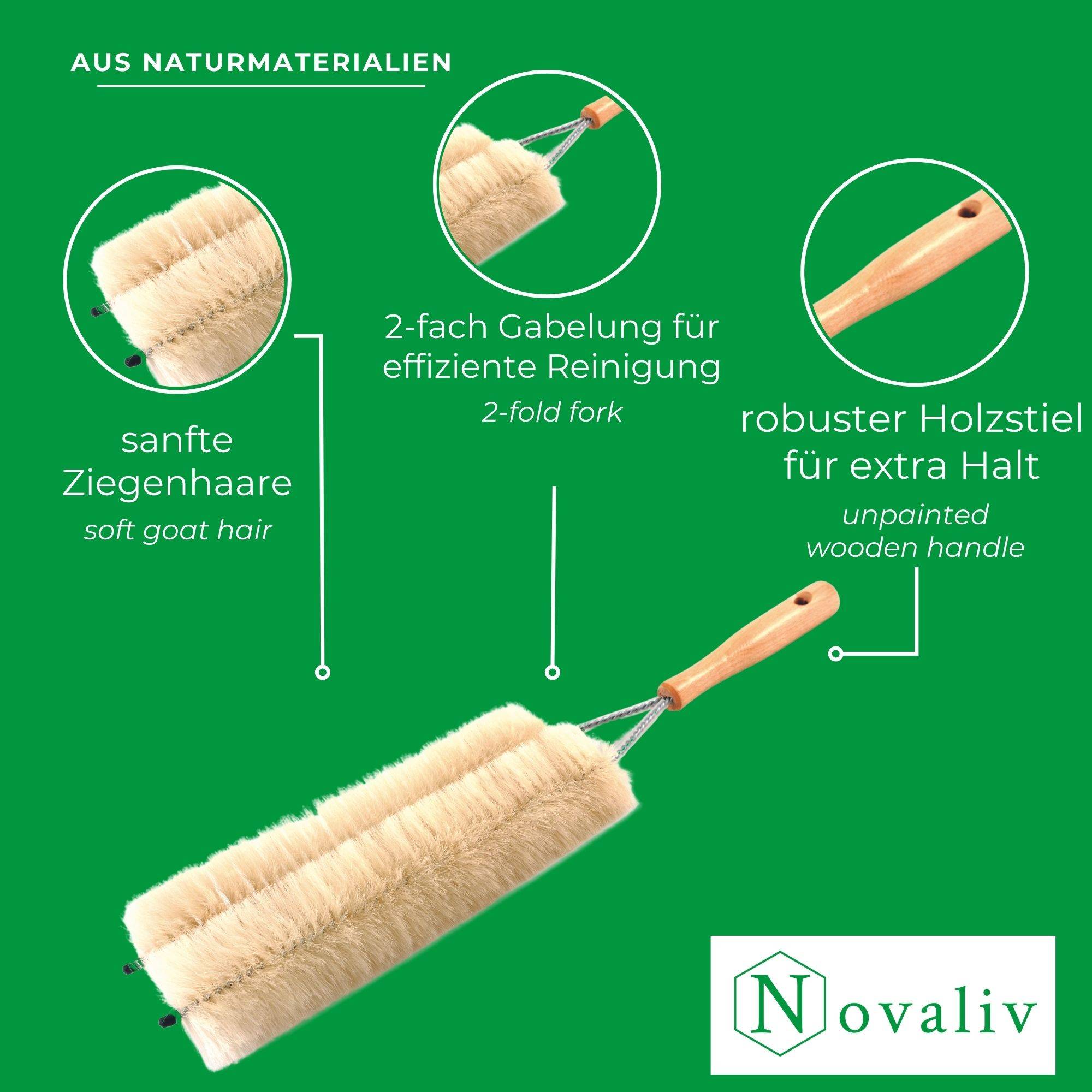 Novaliv Jalousienbürste Jalousien Rolladenbürste Rollo Reinigungsbürste 47x14cm IDEAL auch als Heizung Reinigungsbürste 2-fach Gabel Jalousien-Sta