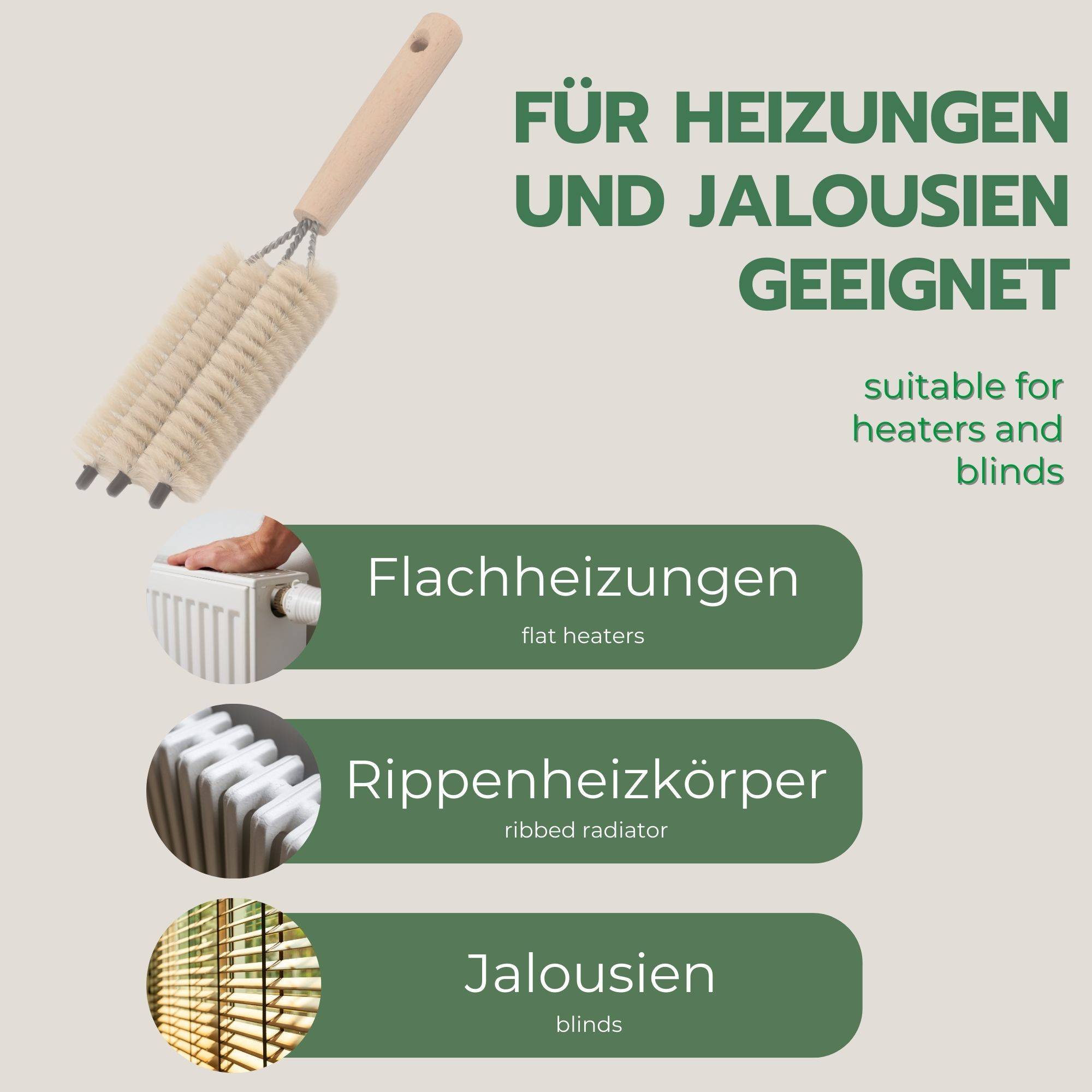 Novaliv 2x Jalousienbürste Jalousien Rolladenbürste Rollo Reinigungsbürste 25x8x3cm IDEALauch als Heizung Reinigungsbürste 3-fach Gabel Jalousien-