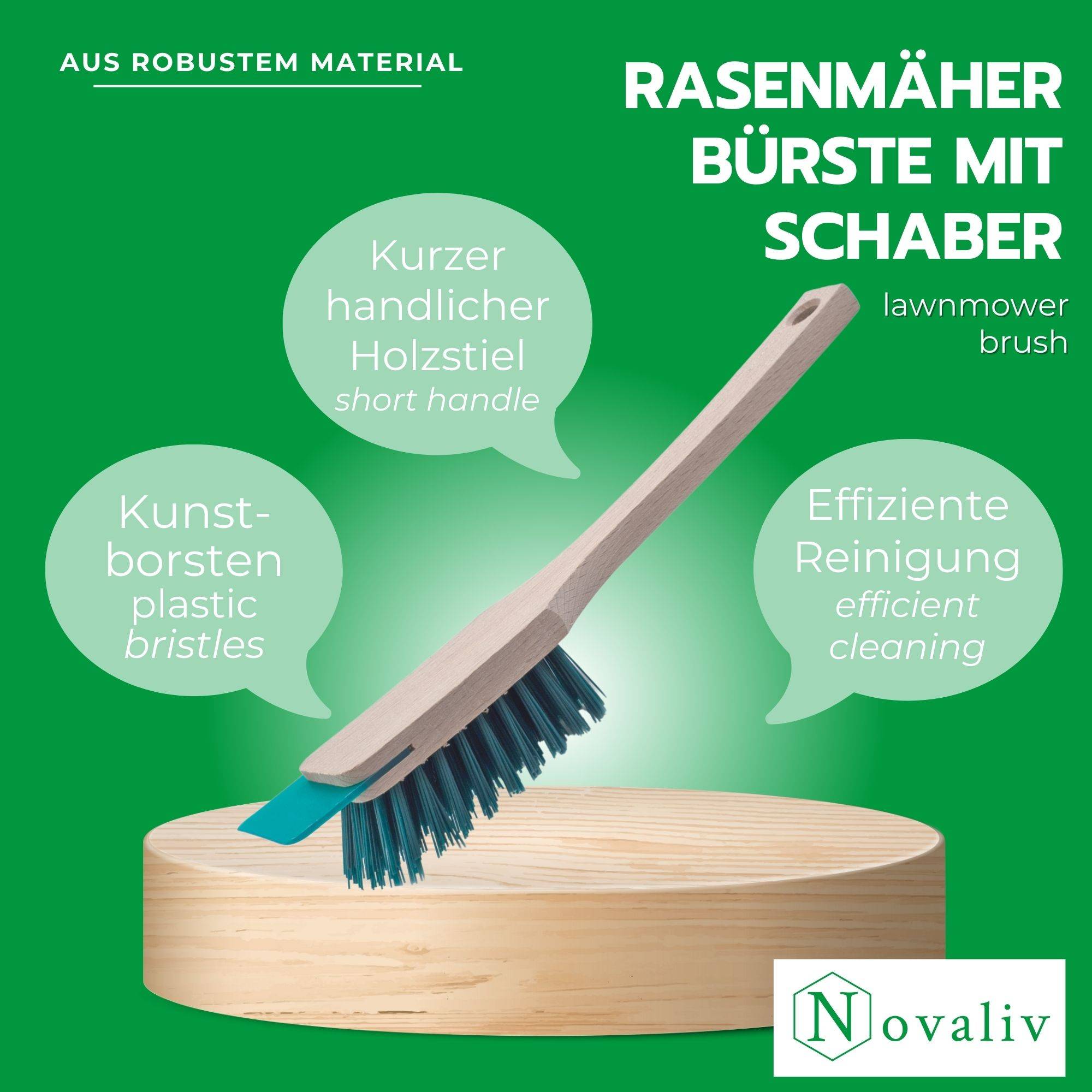 Novaliv 2er Set Bürste Rasenmäher Reiniger Rasenmäherbürste mit Schaber 30cm Rasenmäher Bürste für Elektro Aufsitzrasenmäher & Sitzrasenmäher
