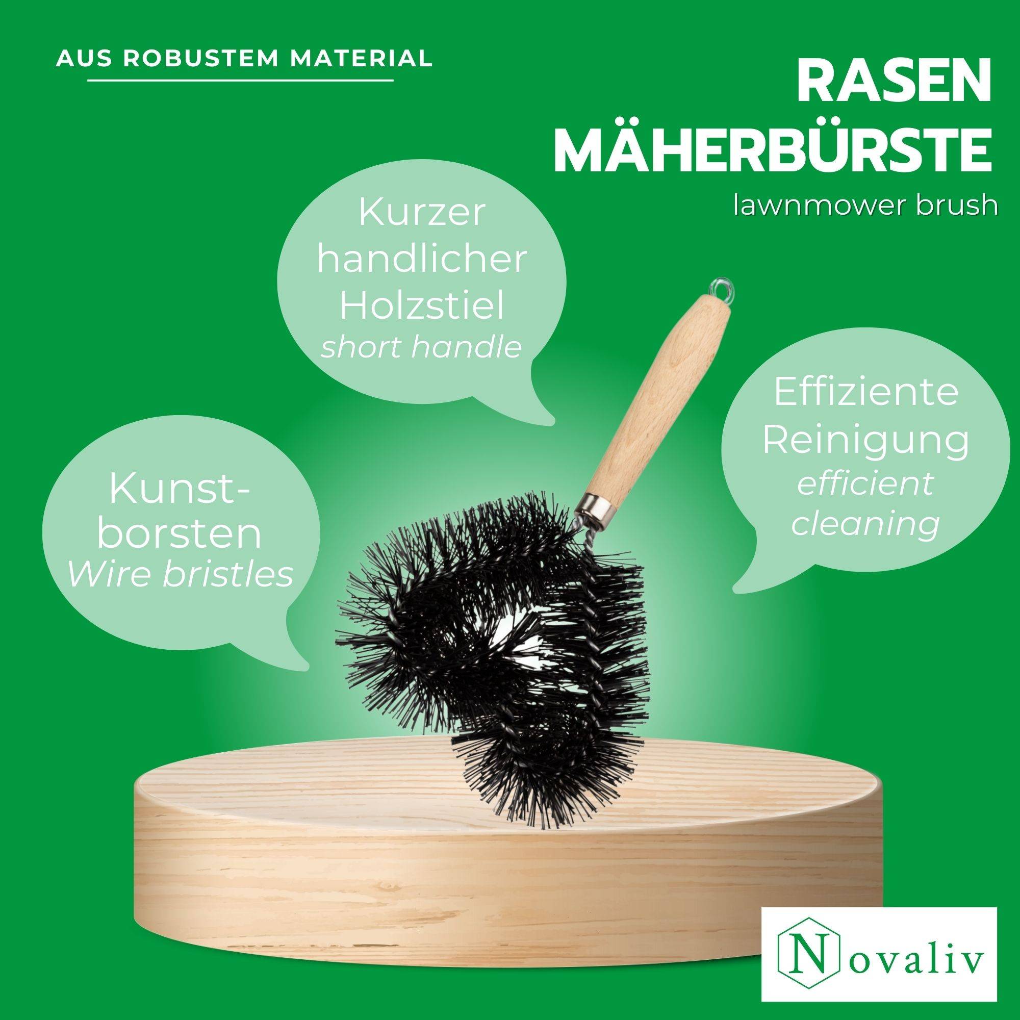 Novaliv Bürste Rasenmäher Reiniger Rasenmäherbürste 25cm Rasenmäher Bürste für Elektro Aufsitzrasenmäher & Sitzrasenmäher als auch Handfeger