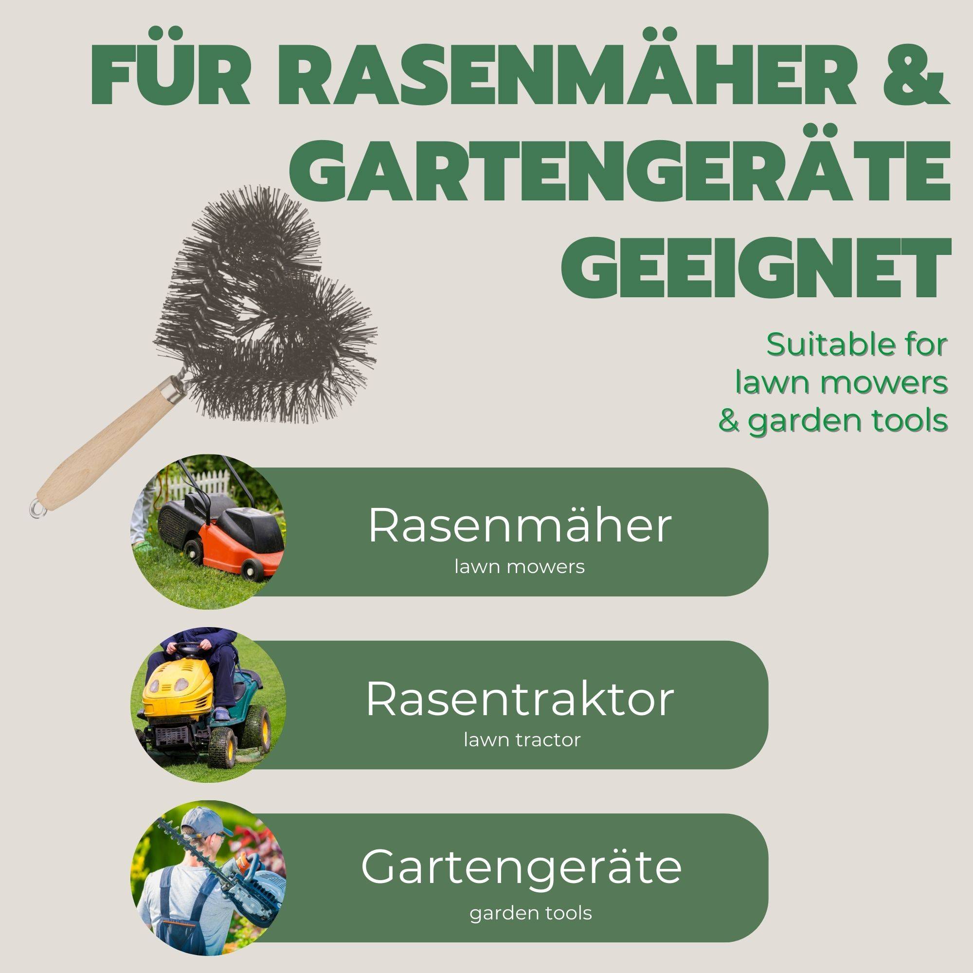 Novaliv Bürste Rasenmäher Reiniger Rasenmäherbürste 25cm Rasenmäher Bürste für Elektro Aufsitzrasenmäher & Sitzrasenmäher als auch Handfeger