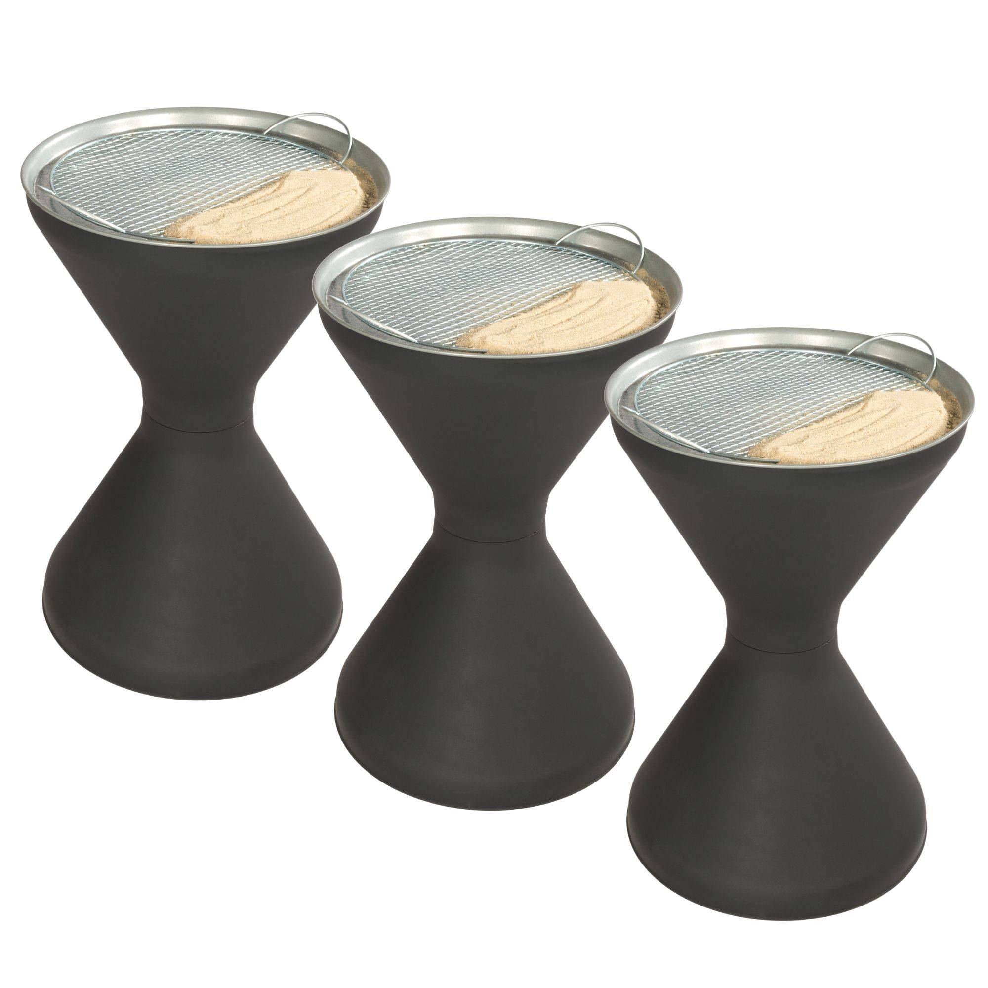 Novaliv 3x Standaschenbecher für draußen 60cm hoch 40cm Ø inklusive 3x Beutel Sand Standaschenbecher outdoor Aschenbecher für draussen stehend ver