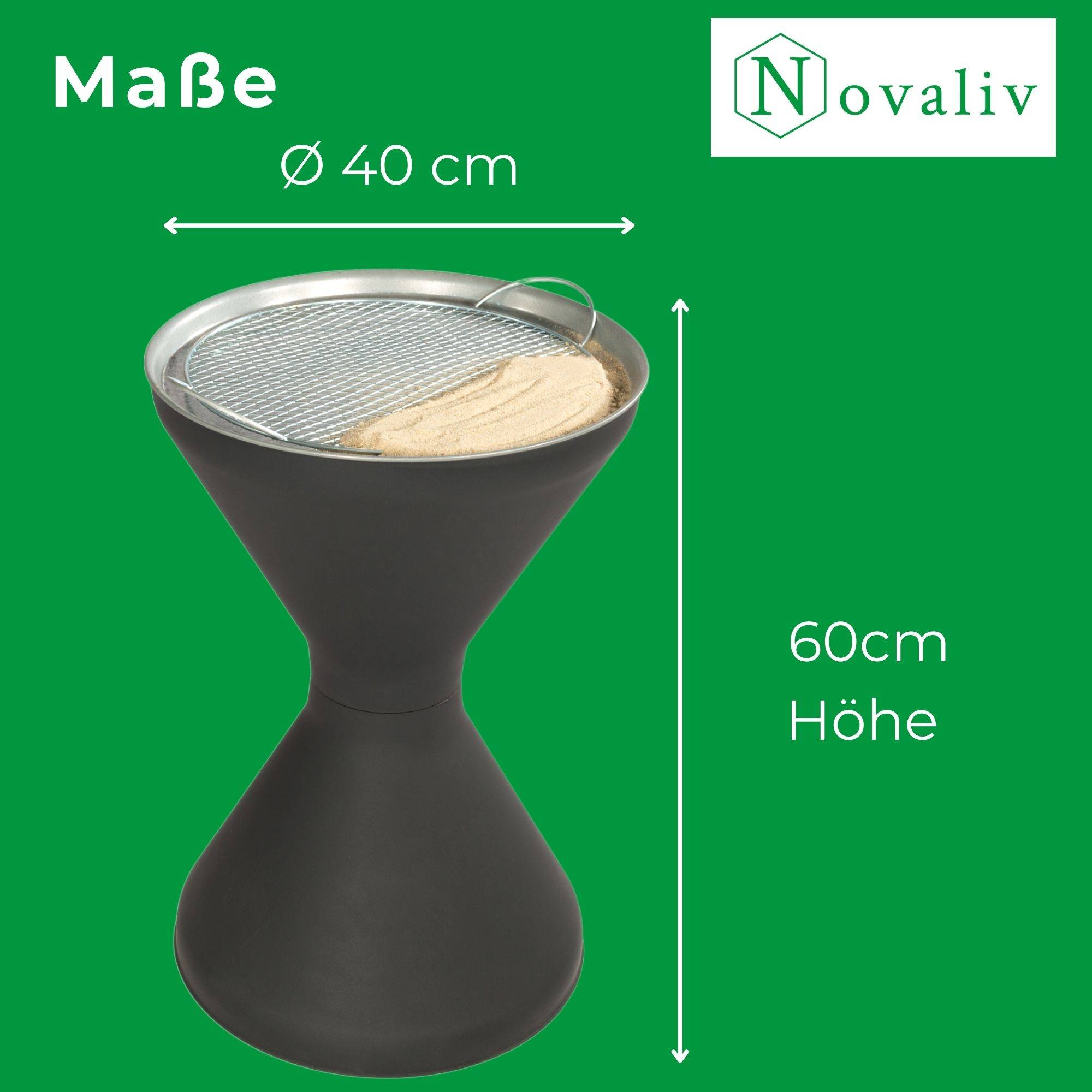 Novaliv Standaschenbecher für draußen 60cm hoch 40cm Ø inklusive 1x Beutel Sand Standaschenbecher outdoor Aschenbecher für draussen stehend verzin