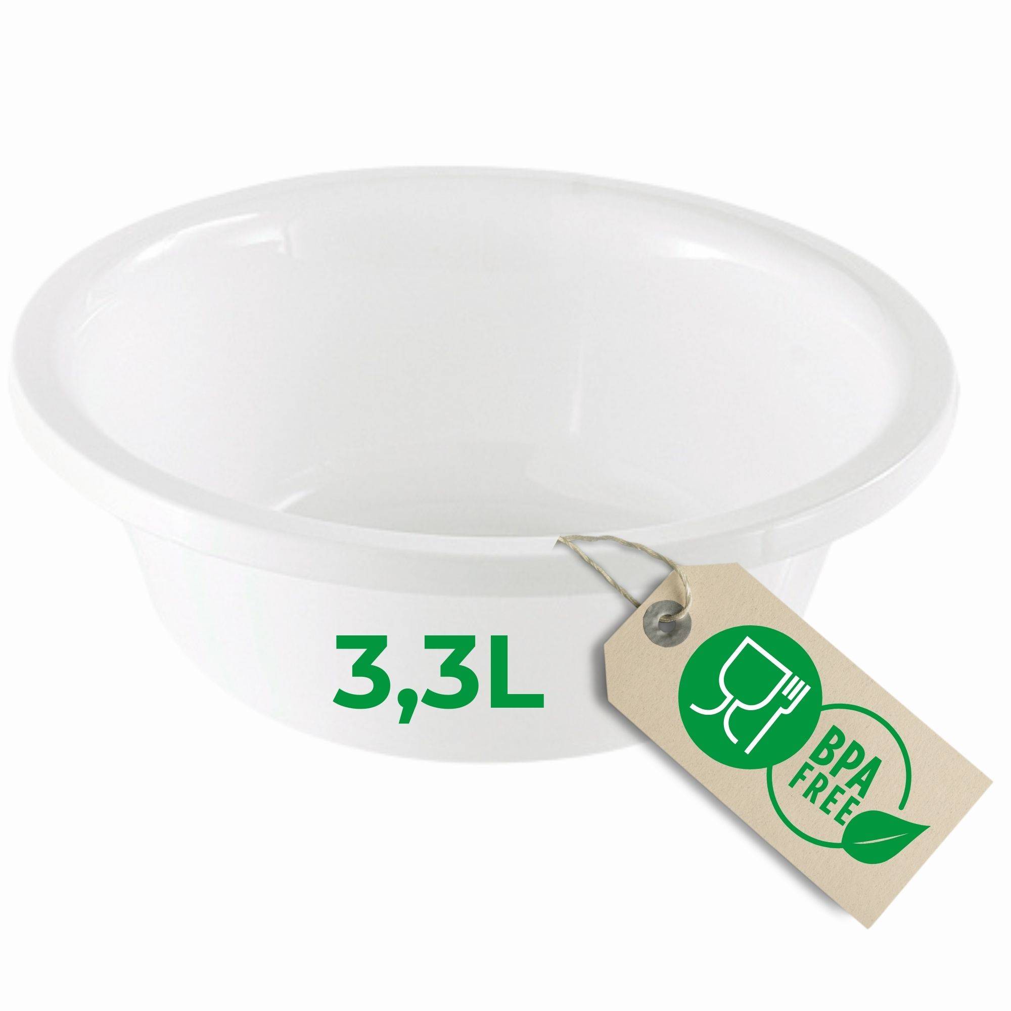 Novaliv Spülschüssel Rund 3,3L, D28 cm, Weiß, BPA-frei & Spülmaschinenfest – Ideal für Küche und Camping, Rundschüssel, Runde Plastikschüsse