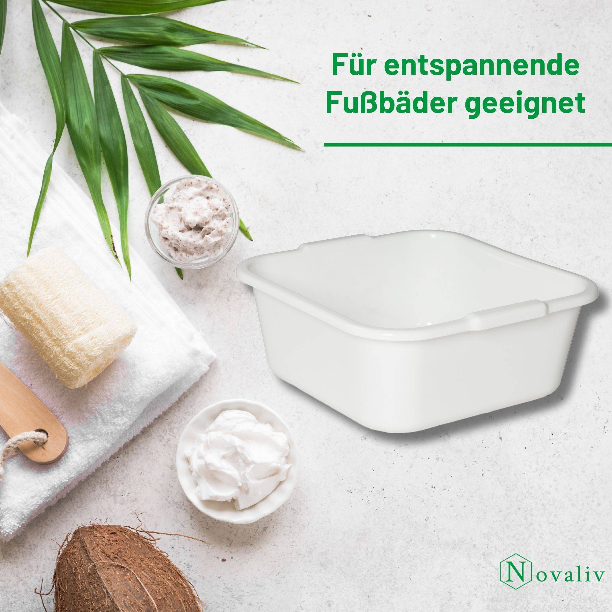 Novaliv 10x Spülschüssel eckig 14L, 38x38 cm, Weiß, BPA-frei & Spülmaschinenfest – Ideal für Küche und Camping, Wanne, Große Plastikschüssel