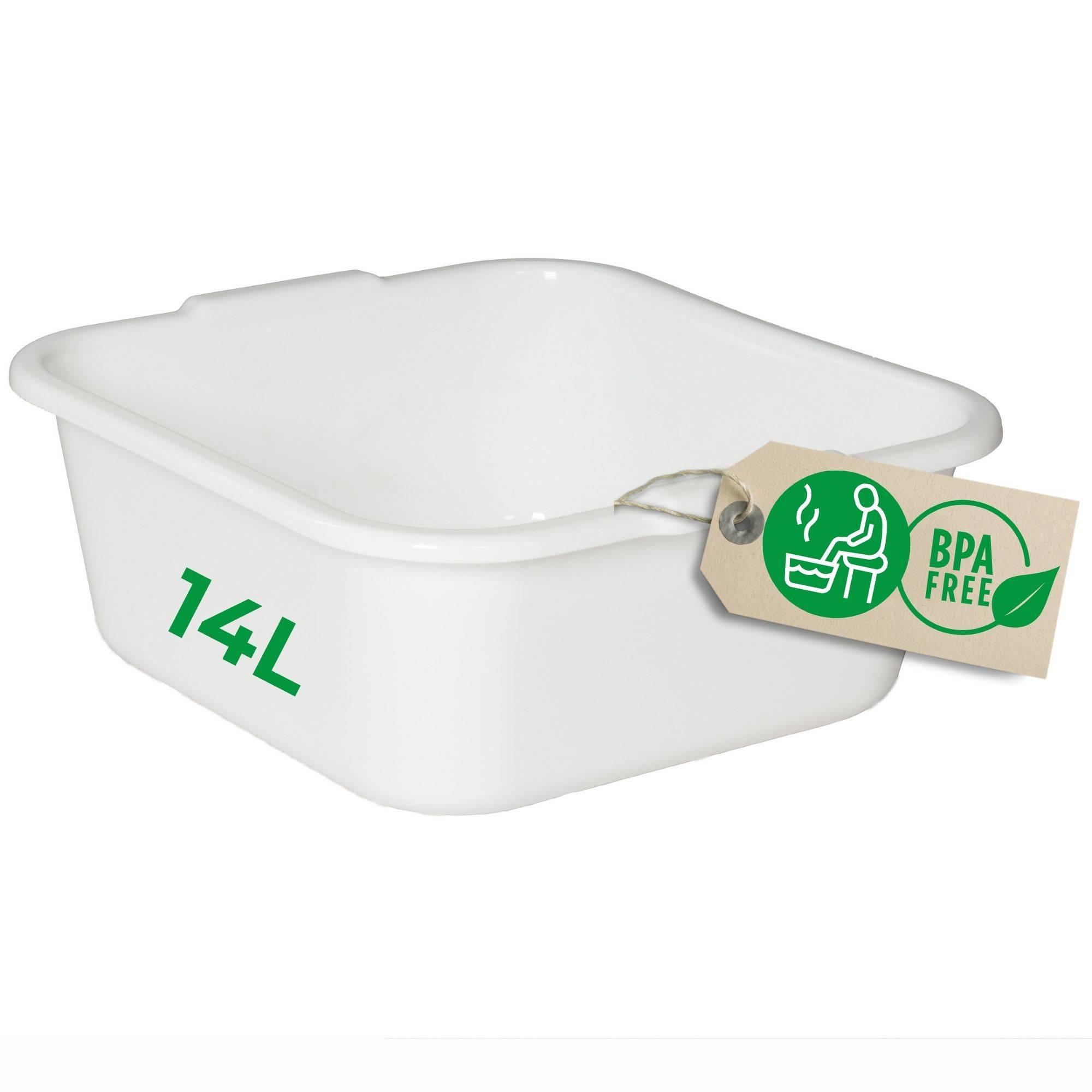 Novaliv Spülschüssel eckig 14L, 38x38 cm, Weiß, BPA-frei & Spülmaschinenfest – Ideal für Küche und Camping, Wanne, Große Plastikschüssel, Wa