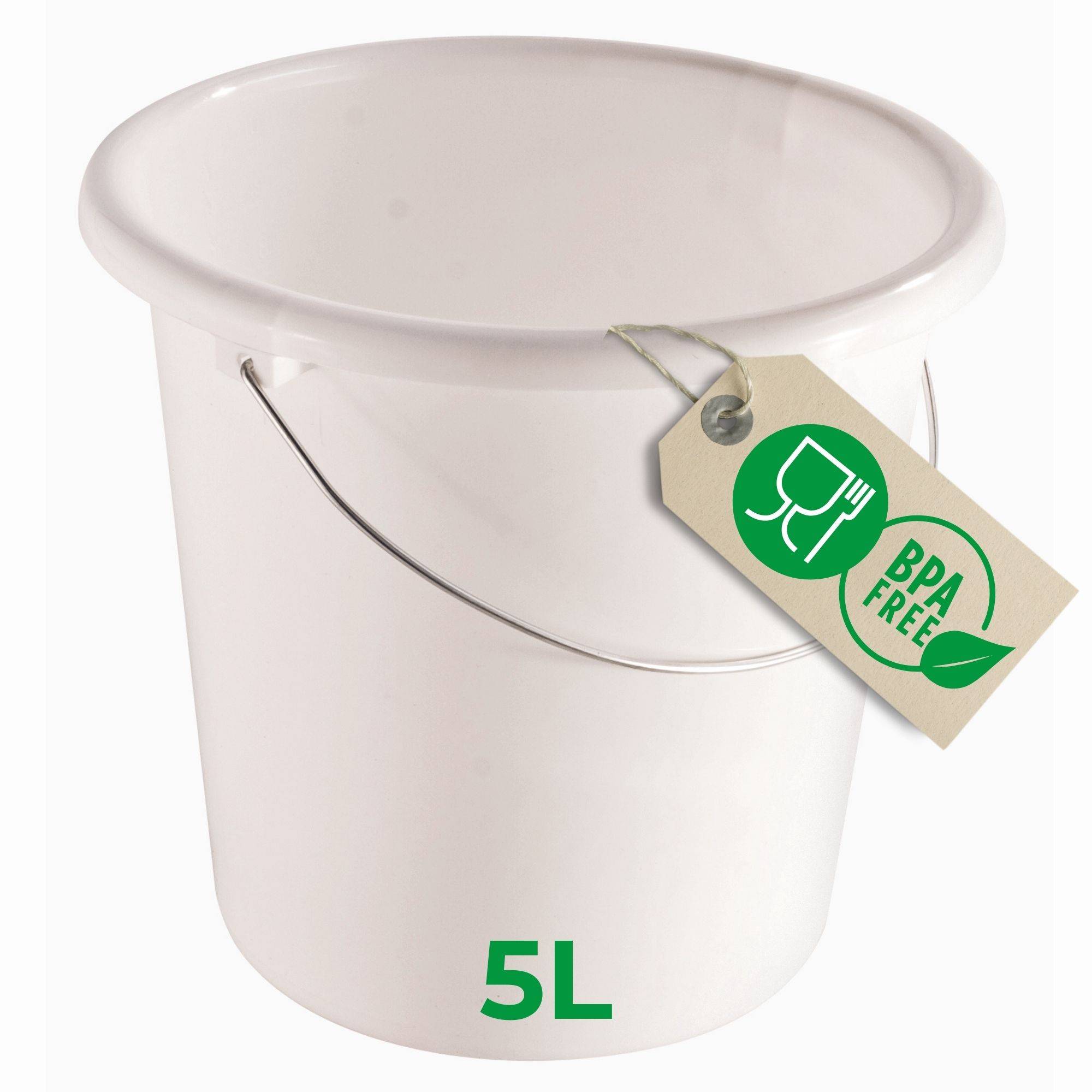 Novaliv Eimer 5L Weiß mit Maßeinteilung - Putzeimer 5 Liter ⌀ 22,5 cm Praktischer Allrounder mit Skala für Haushalt & Garten ideal als Haushaltse