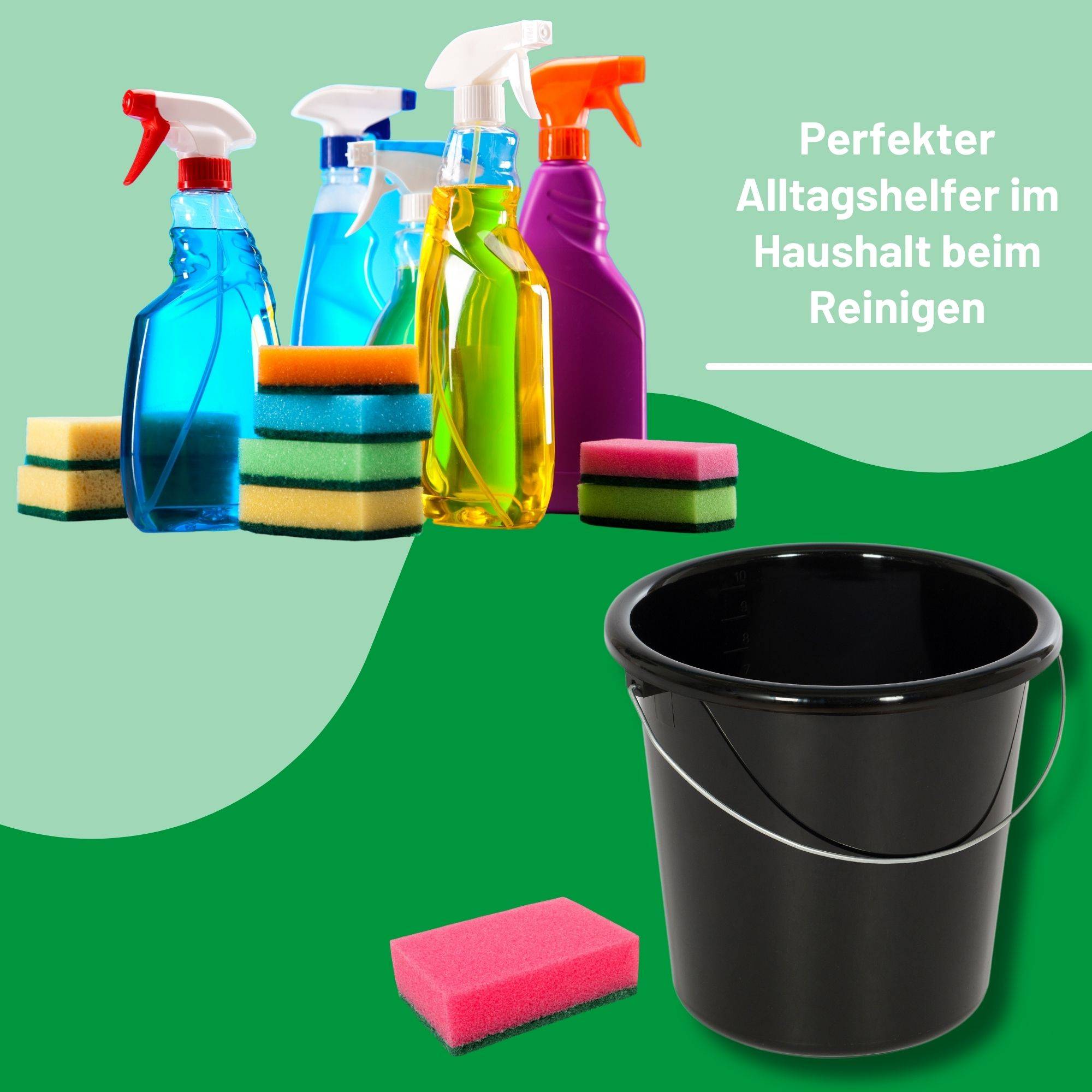 Novaliv 2 Stück Eimer 5L Schwarz mit Maßeinteilung - Putzeimer 5 Liter ⌀ 22,5 cm Praktischer Allrounder mit Skala für Haushalt & Garten ideal als