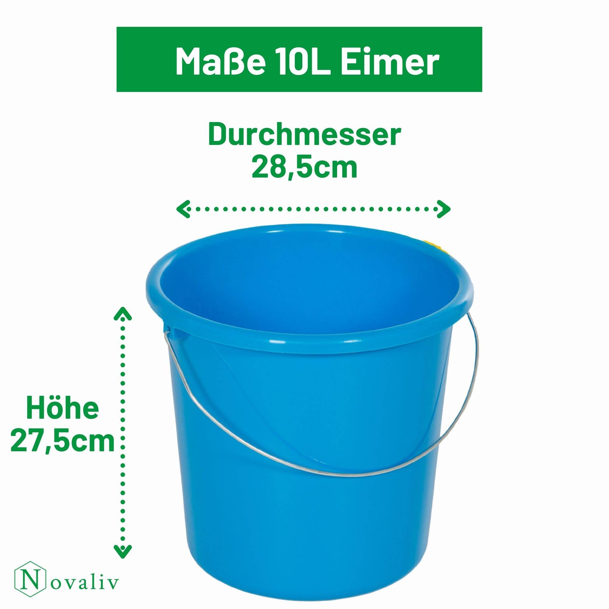 Novaliv 4 Stück Eimer 10L Blau mit Maßeinteilung - Putzeimer 10 Liter ⌀ 28,5 cm Praktischer Allrounder mit Skala für Haushalt & Garten ideal als