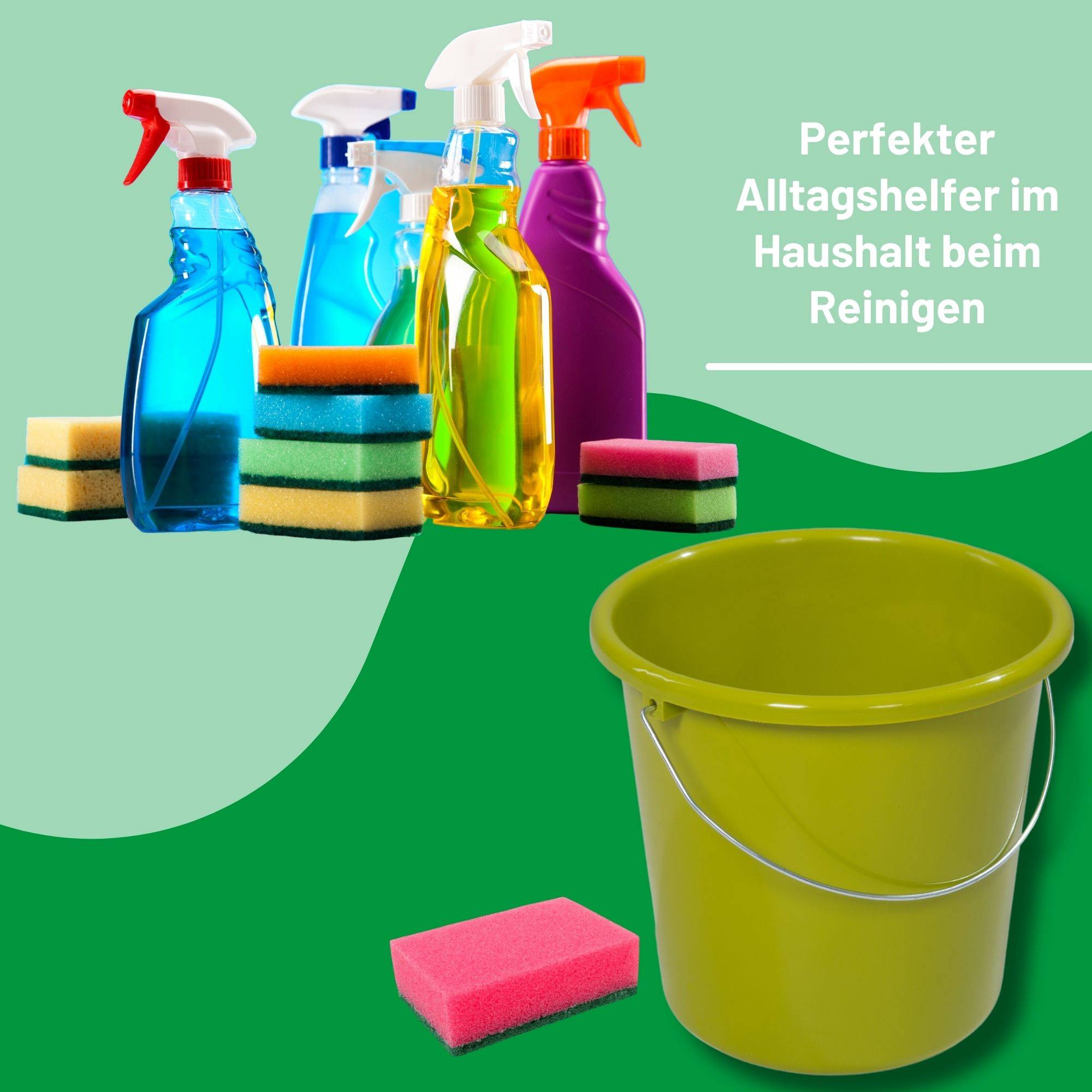 Novaliv 2 Stück Eimer 10L Grün mit Maßeinteilung - Putzeimer 10 Liter ⌀ 28,5 cm Praktischer Allrounder mit Skala für Haushalt & Garten ideal als