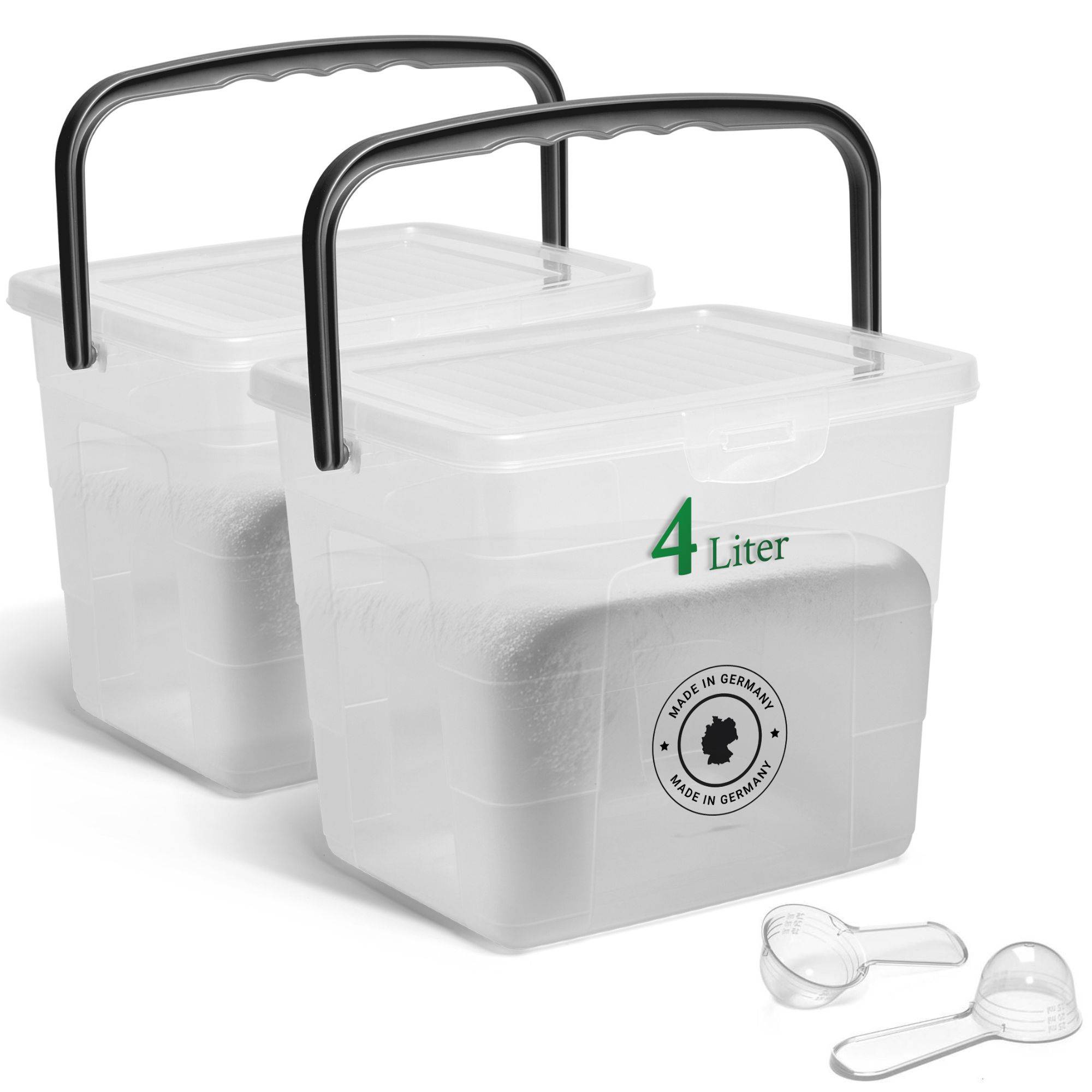 Caja de detergente Novaliv 2x con tapa de 4 litros transparente y cucharón dosificador 23,5 x 18 x 18,5 cm Caja de almacenamiento para detergente en