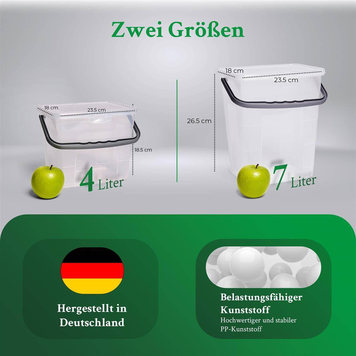 Novaliv Sparset Waschmittelbox mit Deckel 4 Liter + 7 Liter Transparent und Dosierlöffel Box Waschpulver Aufbewahrungsbox mit Henkel Waschmittel