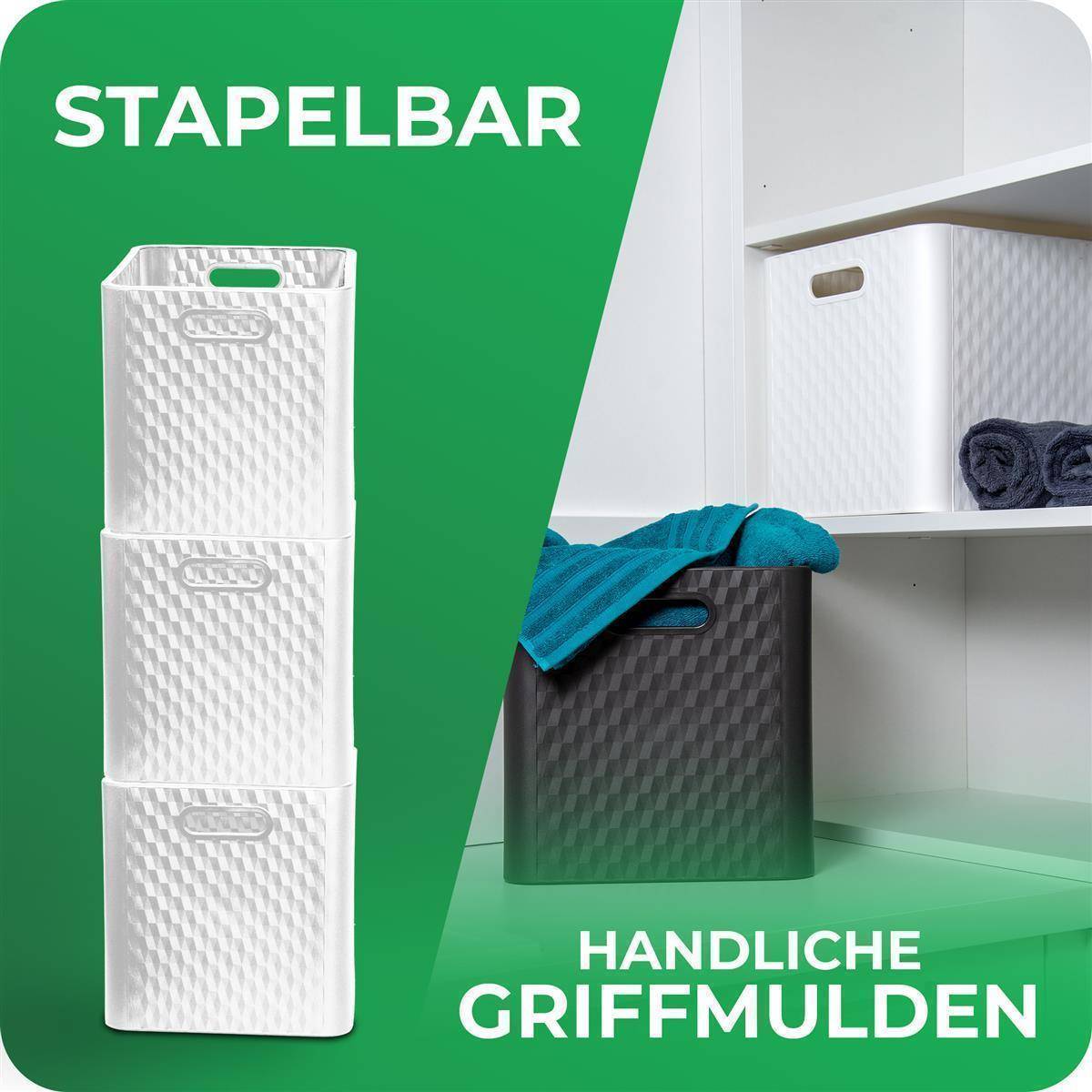 Novaliv 2x Box 30x30x30 cm Weiß Boxen für Kallax Regal Körbe 30x30 Aufbewahrungsbox Regal als Schrank Kisten ideal als Kisten für Kallax Regal Fal
