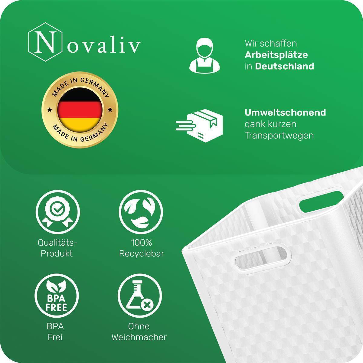 Novaliv 2x Box 30x30x30 cm Weiß Boxen für Kallax Regal Körbe 30x30 Aufbewahrungsbox Regal als Schrank Kisten ideal als Kisten für Kallax Regal Fal