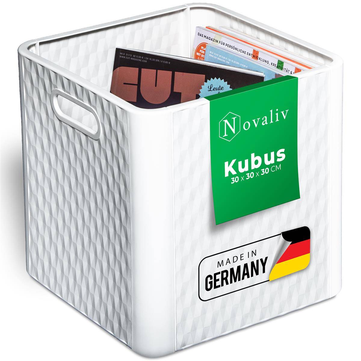Novaliv Box 30x30x30 cm Weiß Boxen für Kallax Regal Körbe 30x30 Aufbewahrungsbox Regal als Schrank Kisten ideal als Kisten für Kallax Regal Faltbo