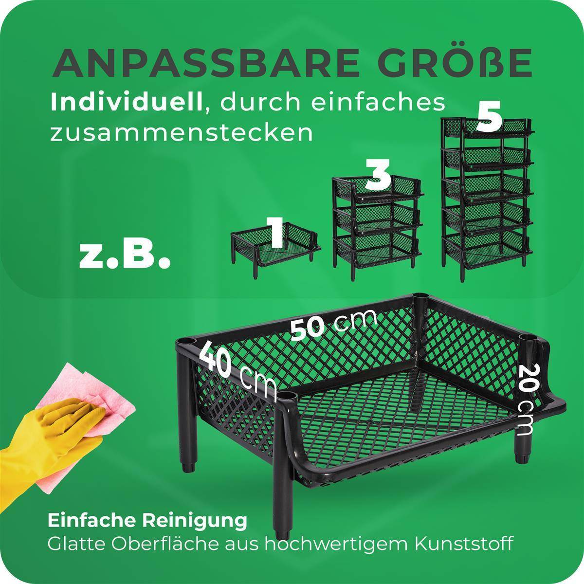 Novaliv 5 Stück Korbregal Schwarz Steckregal Stapelbar & Erweiterbar, Regale für Vorratsraum, Lebensmittelregal, Obstregal Keller Aufbewahrungssyste