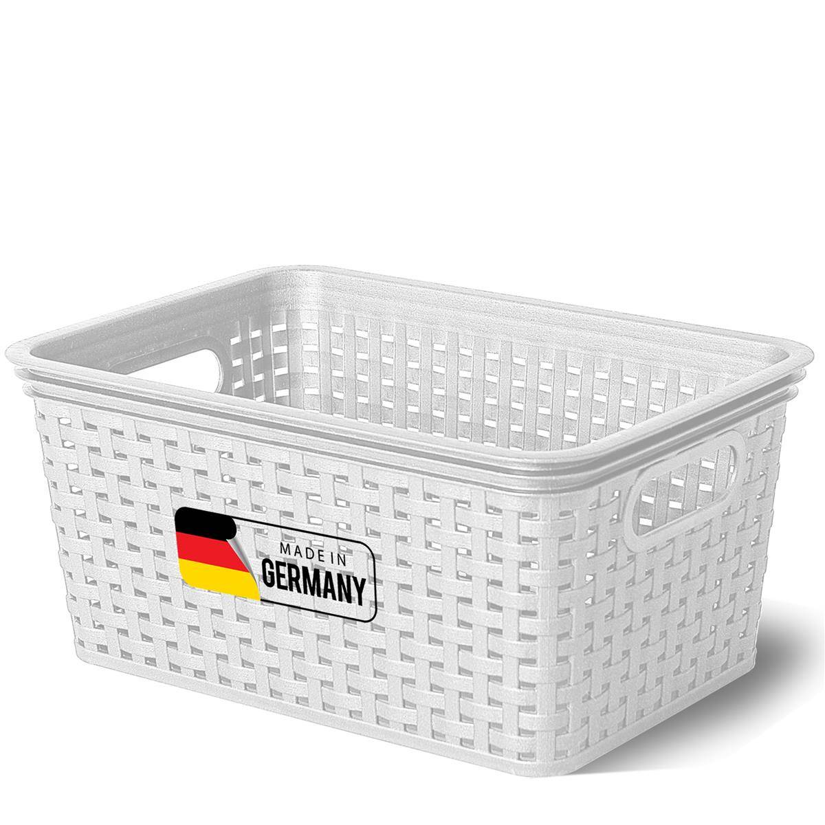 Novaliv Aufbewahrungskorb in Rattan-Optik ohne Deckel | Weiß Kunststoff 5L Nestbar Storage boxes BPA-frei Ideale Aufbewahrungsbox Organizer Box