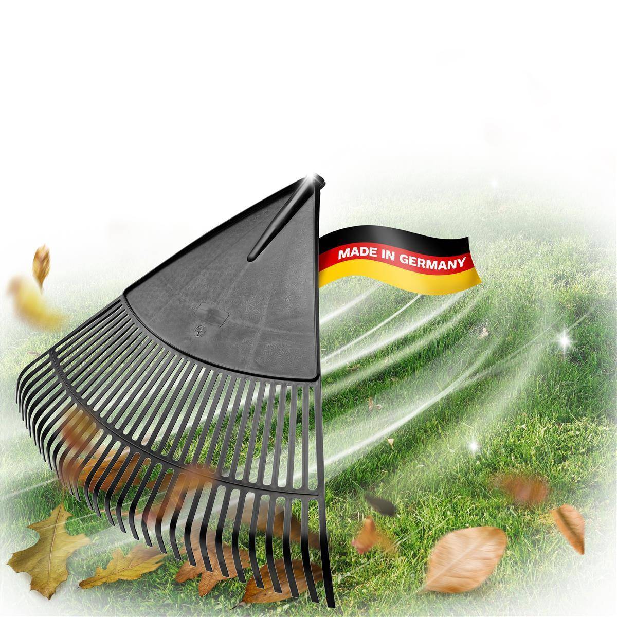 Novatool Laubbesenkopf, Laubbesen mit 30 Kunststoff-Zinken, Rechen Arbeitsbreite 75cm, Laubrechen, Gartenbesen, Rasenrechen, Harke, Gartenharke