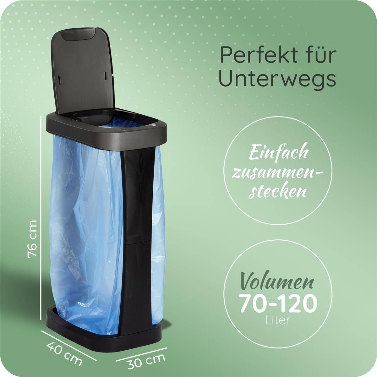 Novaliv Müllsackständer mit Deckel für 70L-120L Müllsäcke, extra Robust & fester Stand Outdoor geeignet, gelber Sack Müllständer Gelbersack-Hal