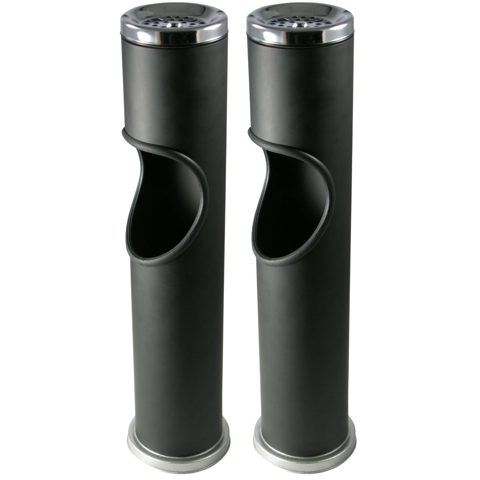 Novaliv 2x Standaschenbecher für draußen Schwarz 46,5cm hoch 9,5cm Ø 2in1 für Müll- und Zigarettenabfälle outdoor Aschenbecher für draussen ste