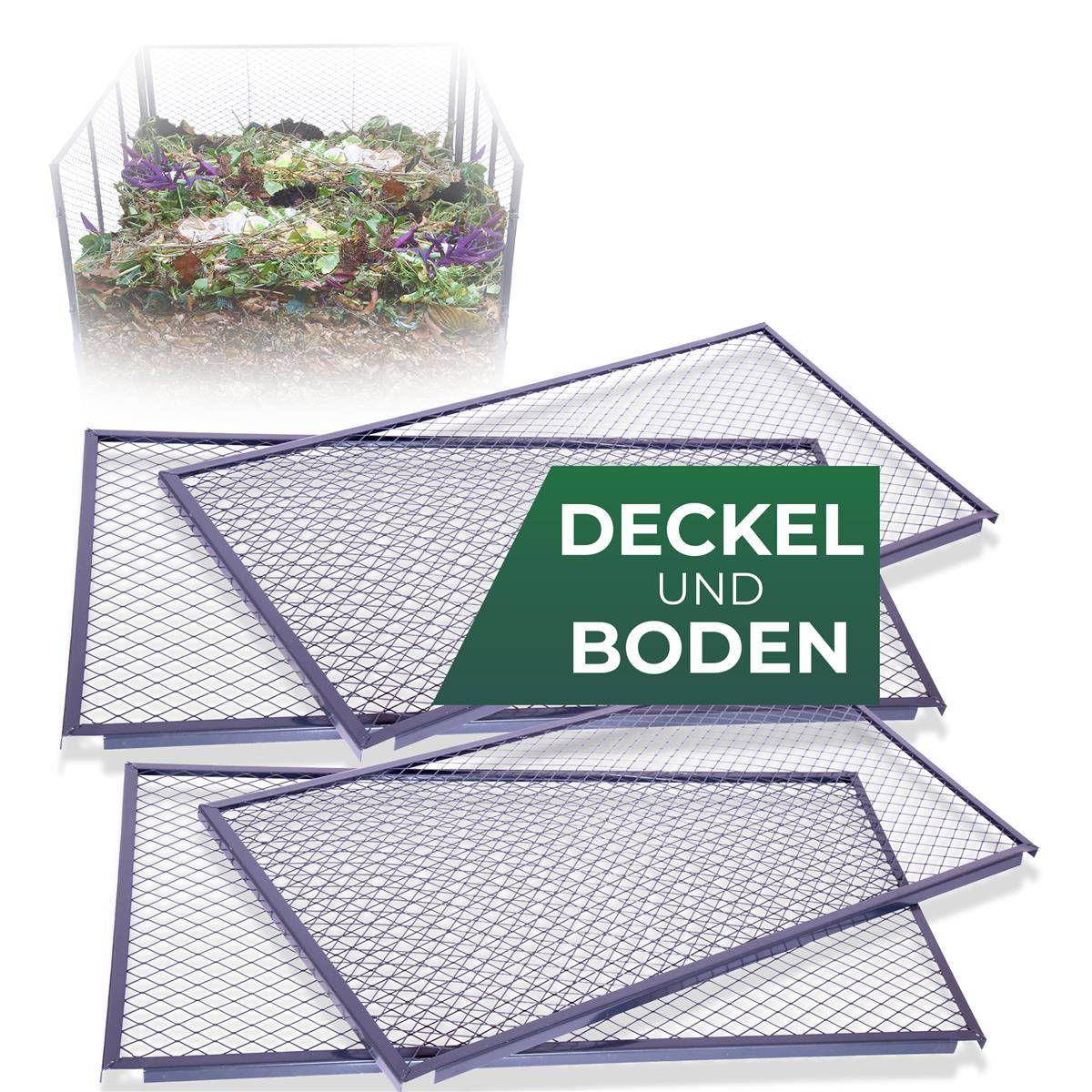 Novatool Garten-Komposter Deckel und Boden, Komposter mit erweiterbarem Stecksytem, pulverbeschichteter Metallkomposter mit 1000 Liter Volumen